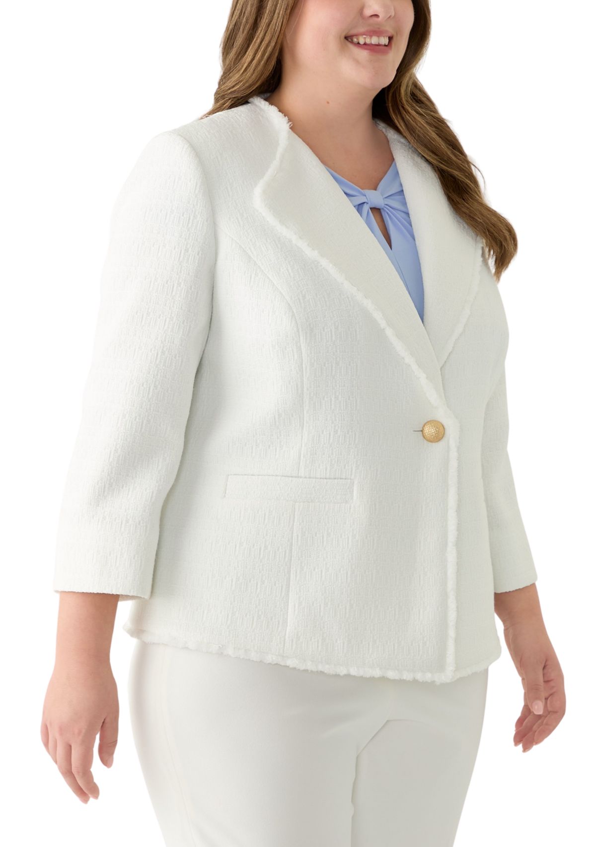 Plus Size One Button Wing Lapel Jacket