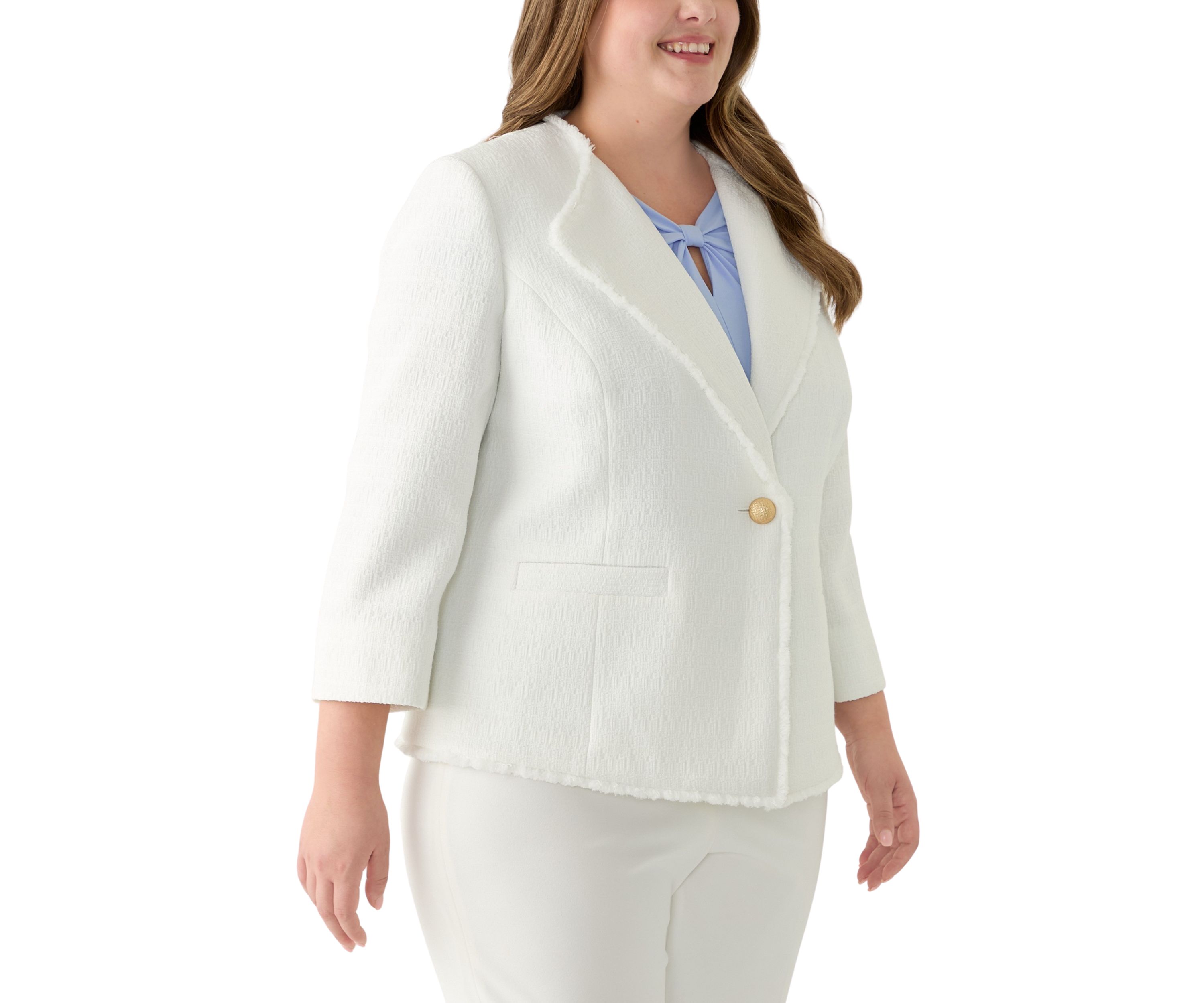 Plus Size One Button Wing Lapel Jacket