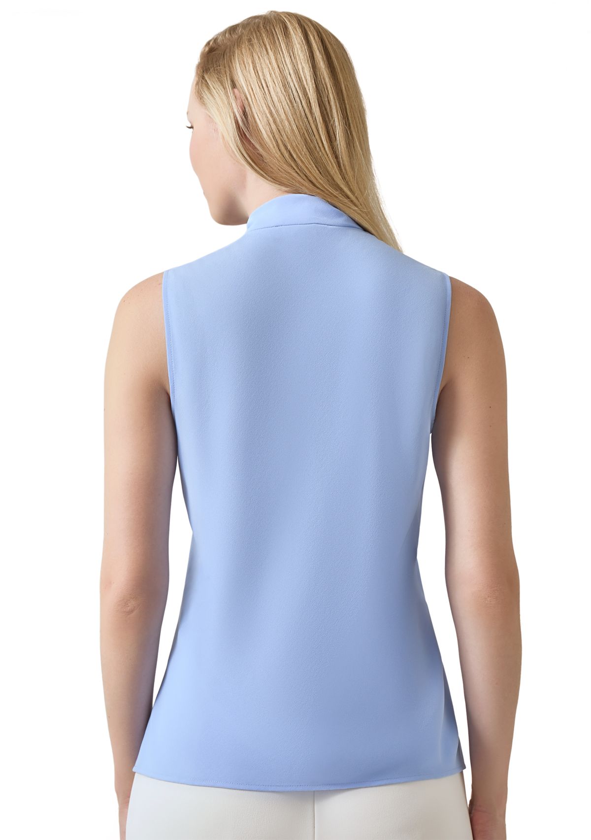 Womens Sleeveless Tie Neck Blouse