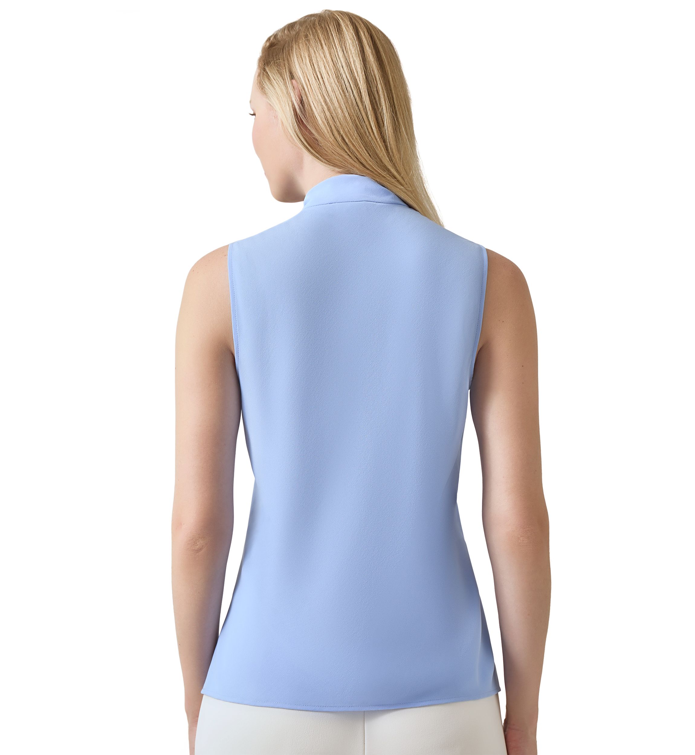 Womens Sleeveless Tie Neck Blouse