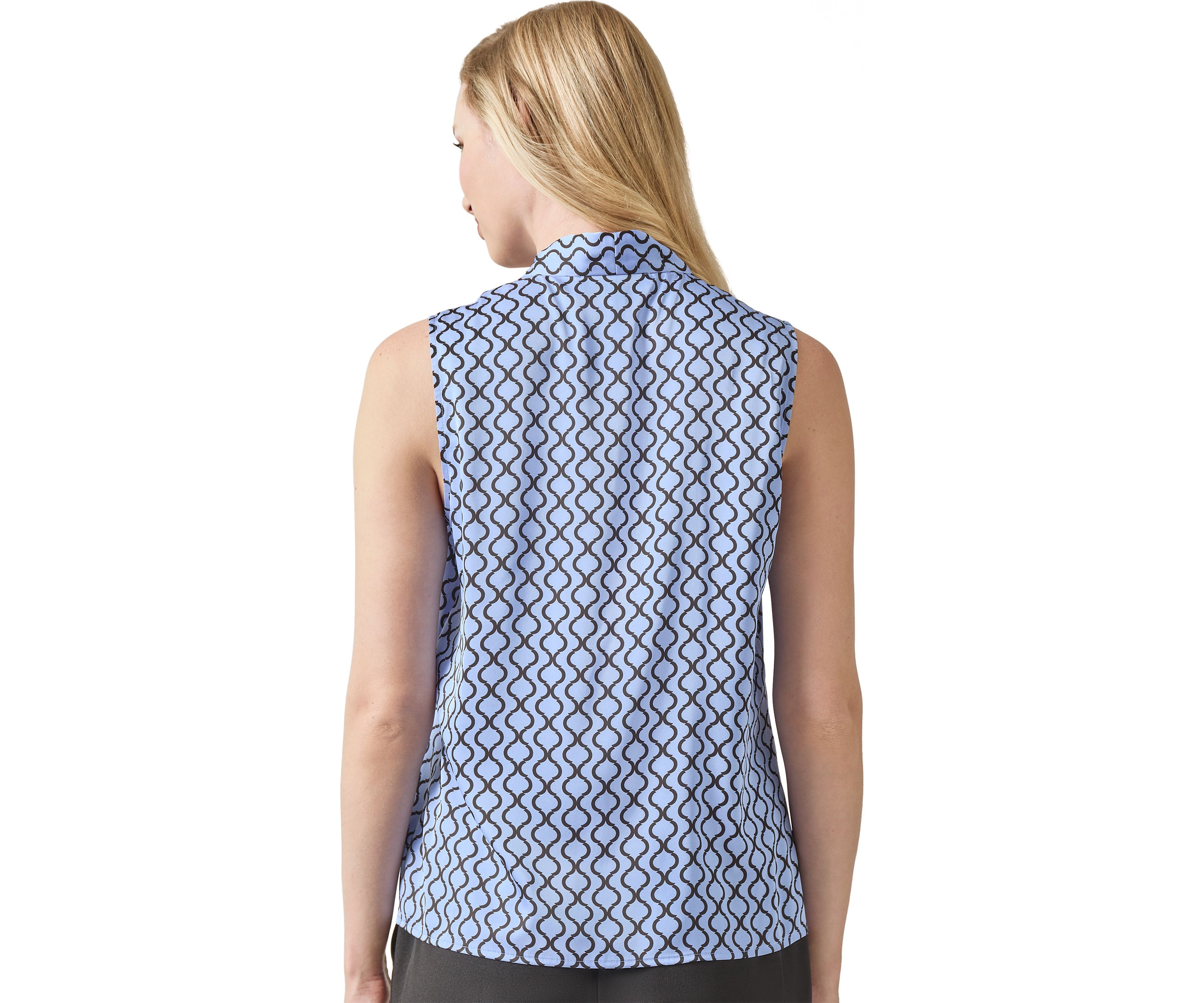 Womens Printed Tie Neck Blouse