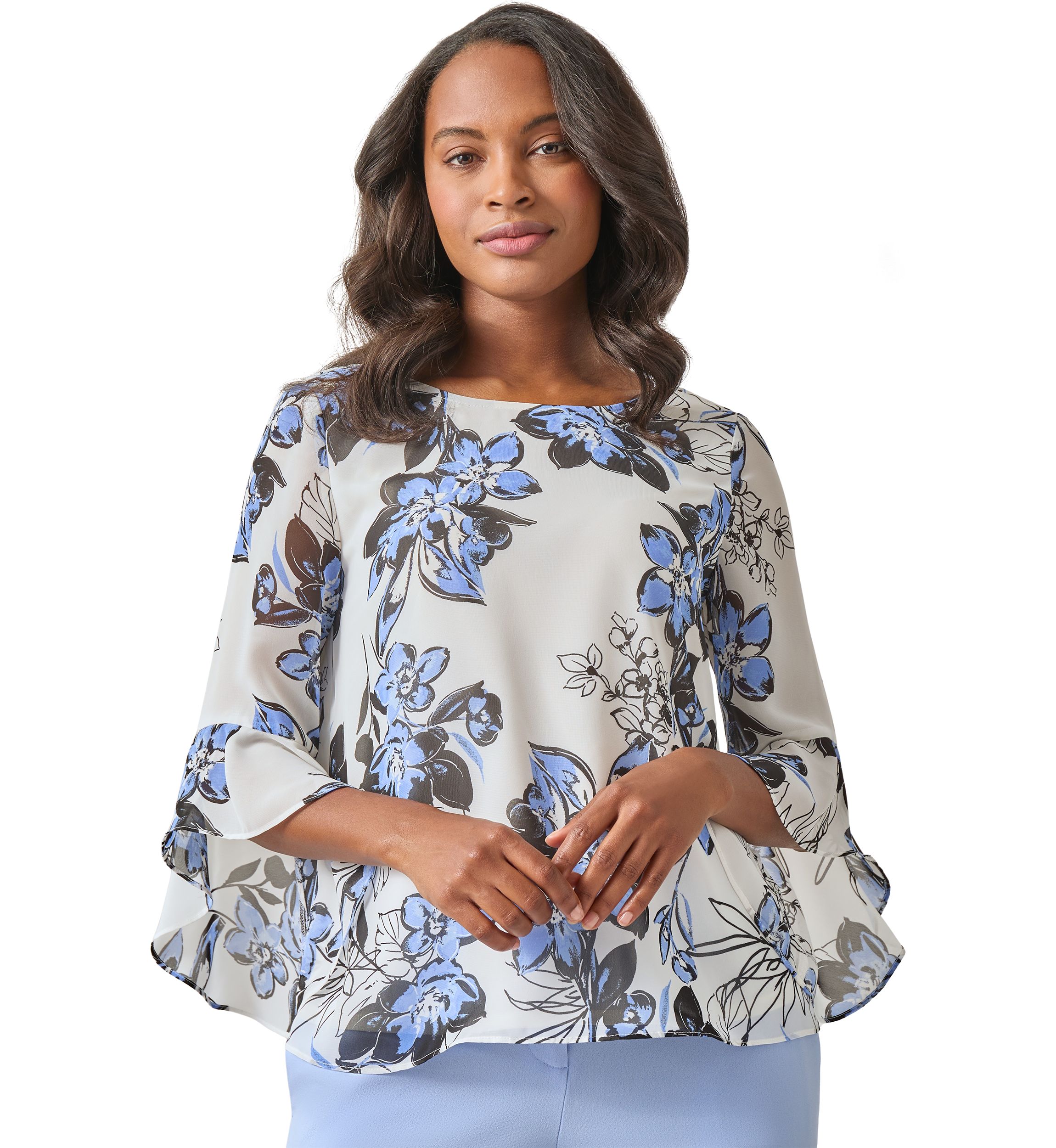 Womens Ruffle Printed Blouse