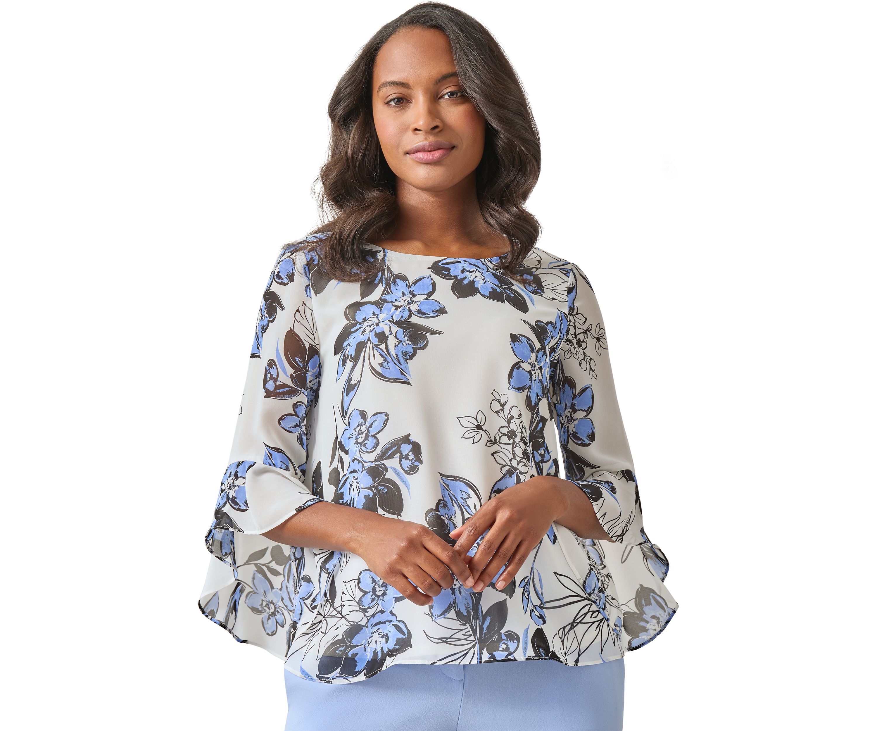 Womens Ruffle Printed Blouse