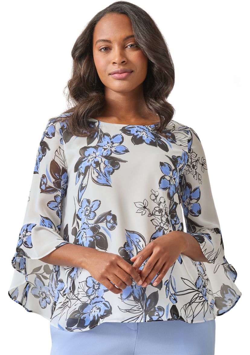 Womens Ruffle Printed Blouse