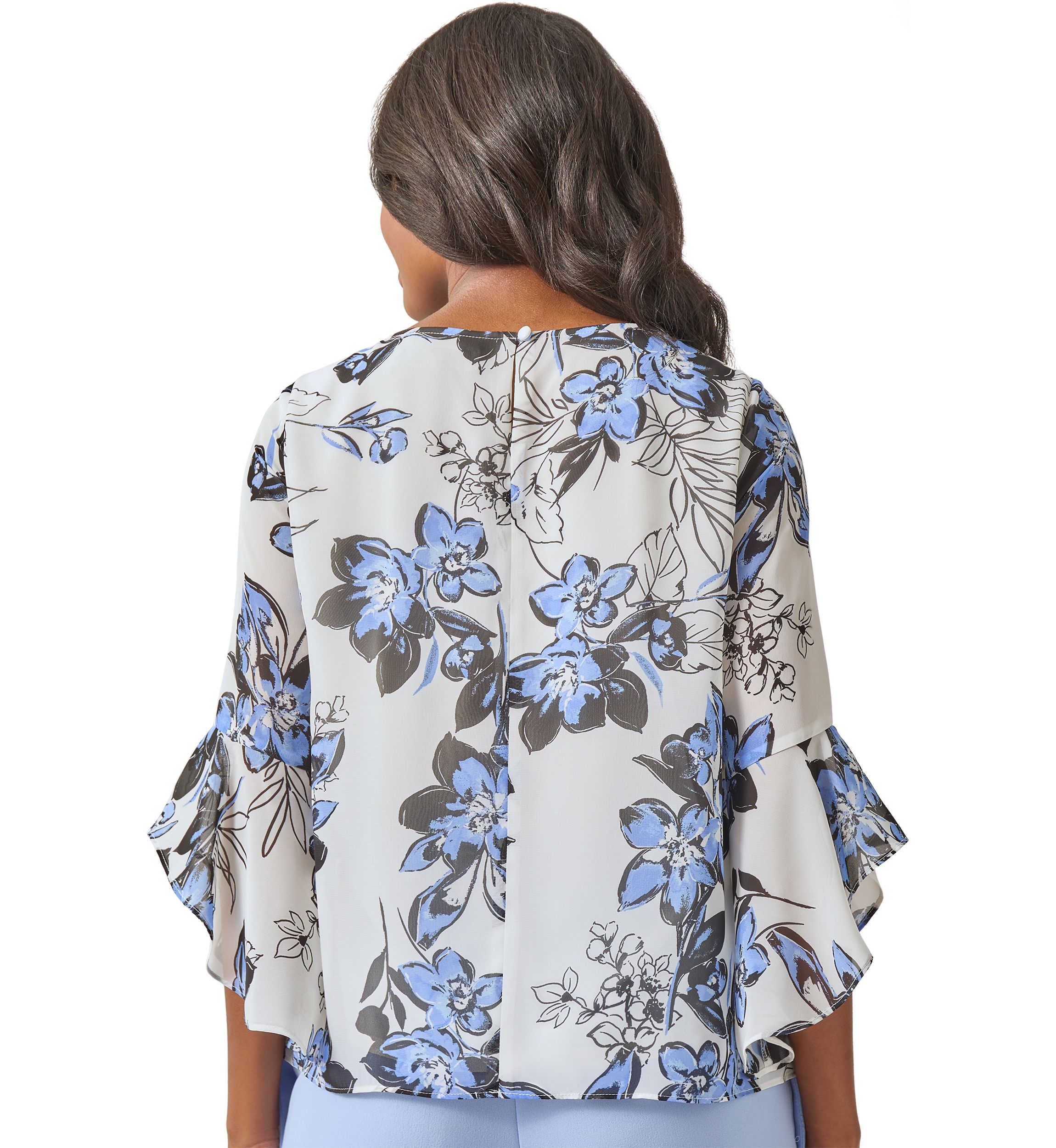 Womens Ruffle Printed Blouse