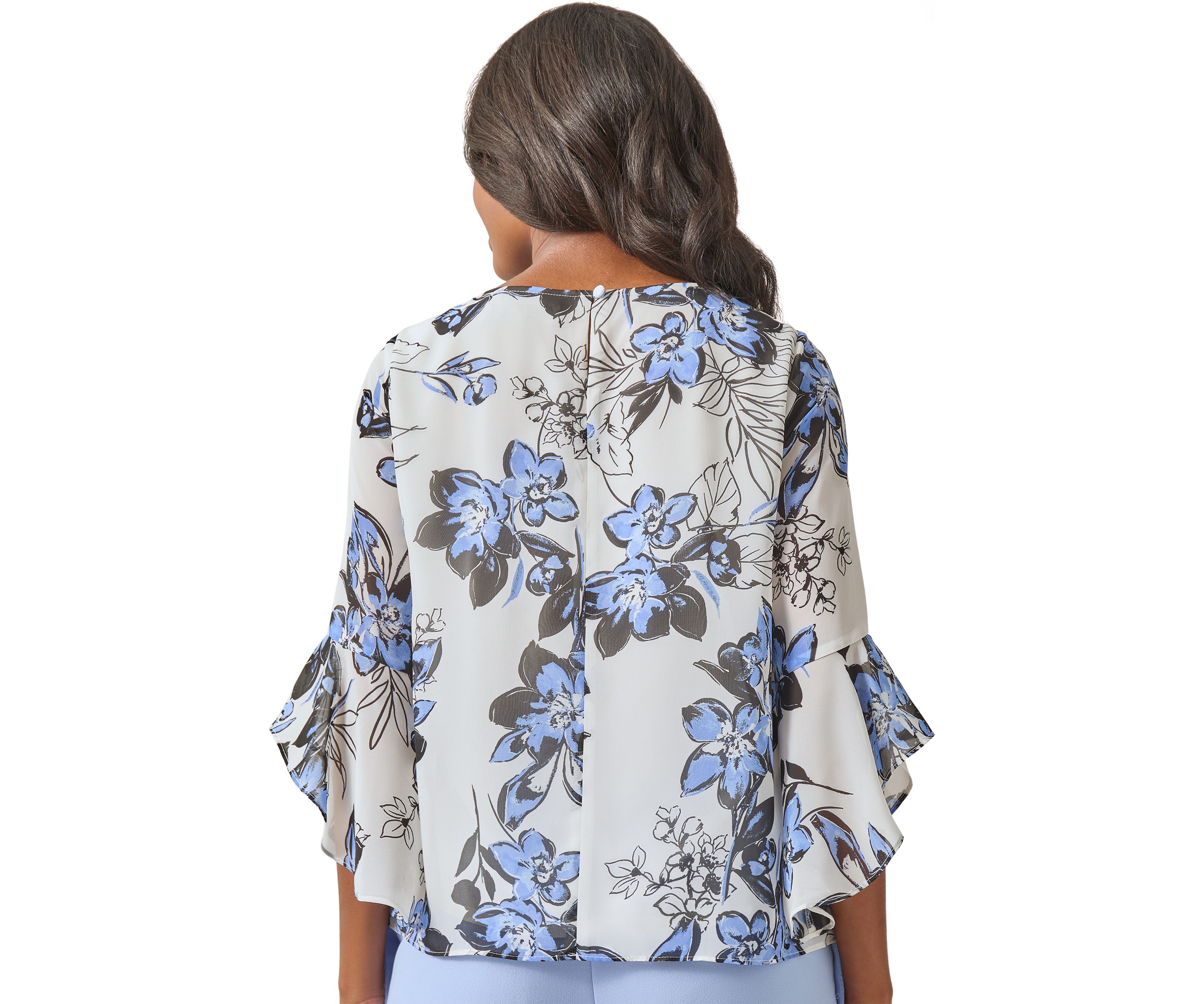 Womens Ruffle Printed Blouse