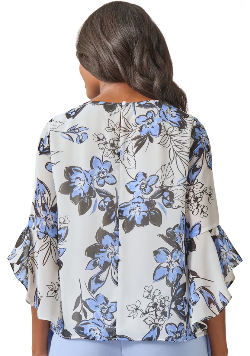 Womens Ruffle Printed Blouse