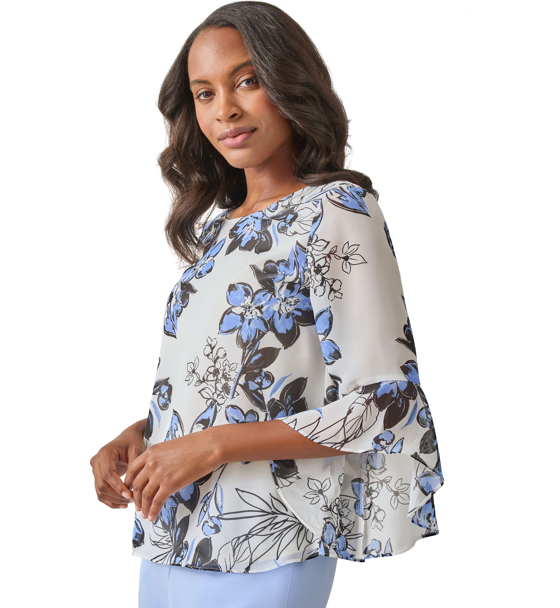 Womens Ruffle Printed Blouse
