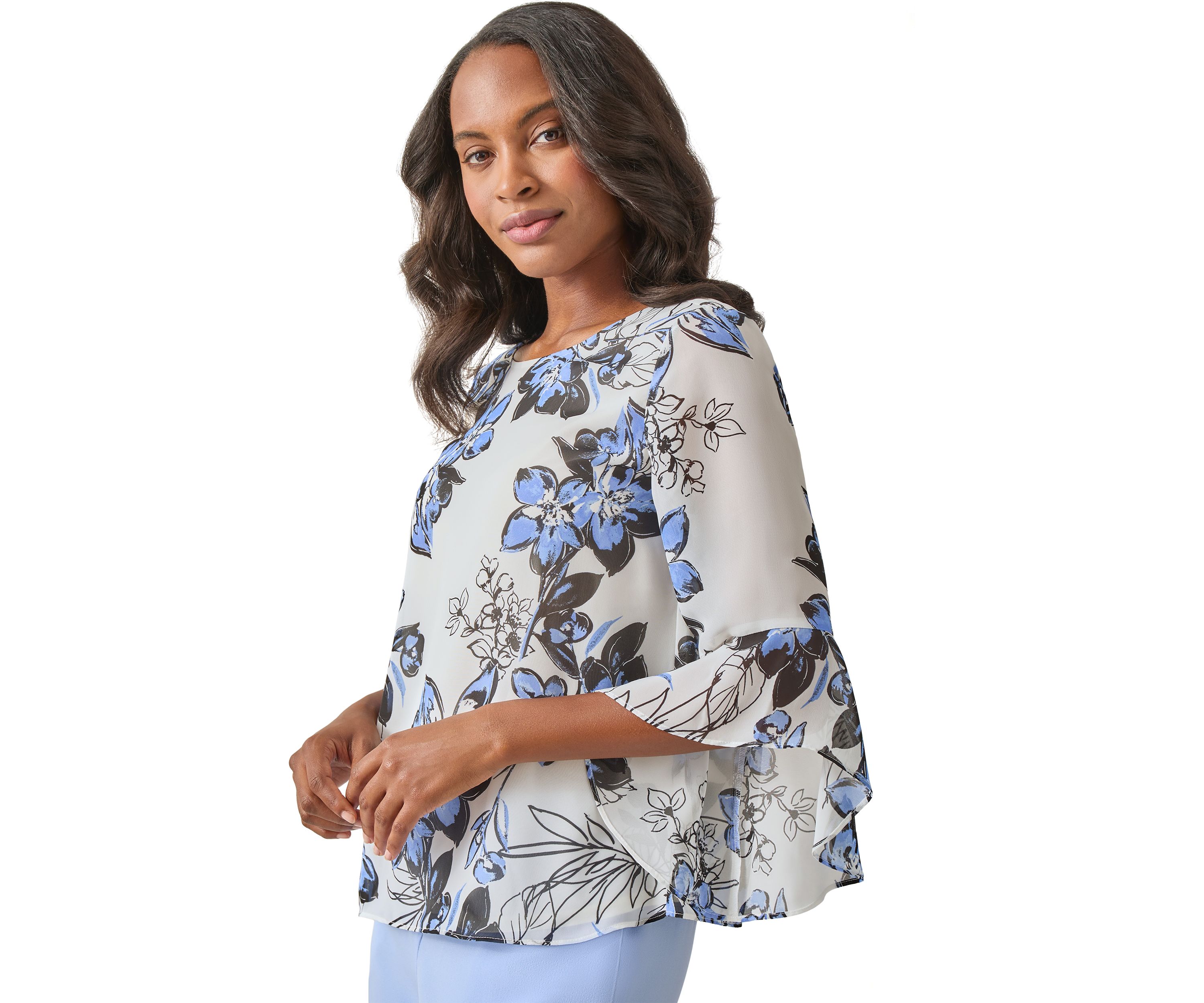Womens Ruffle Printed Blouse