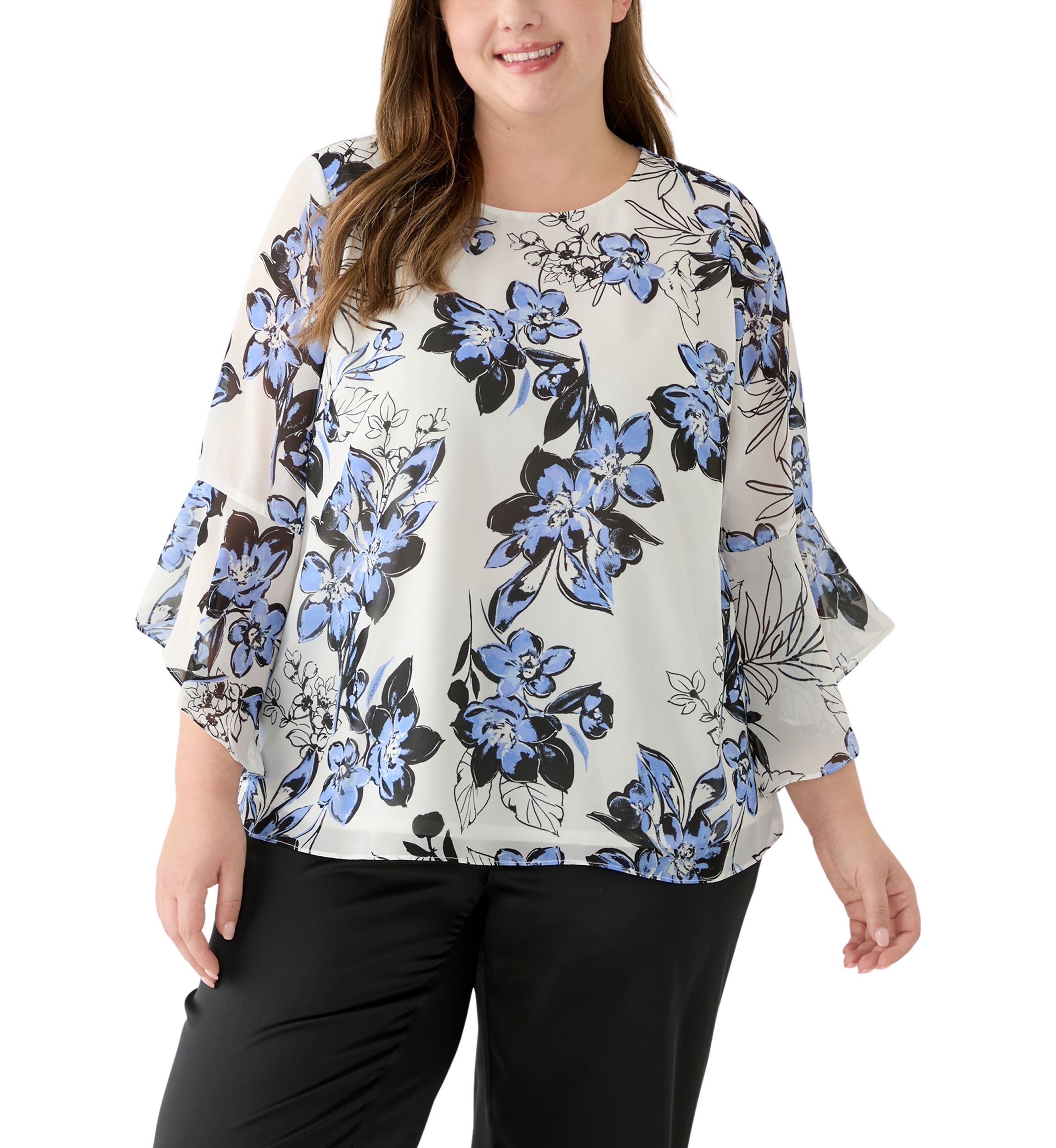 Plus Size Ruffle Sleeve Blouse