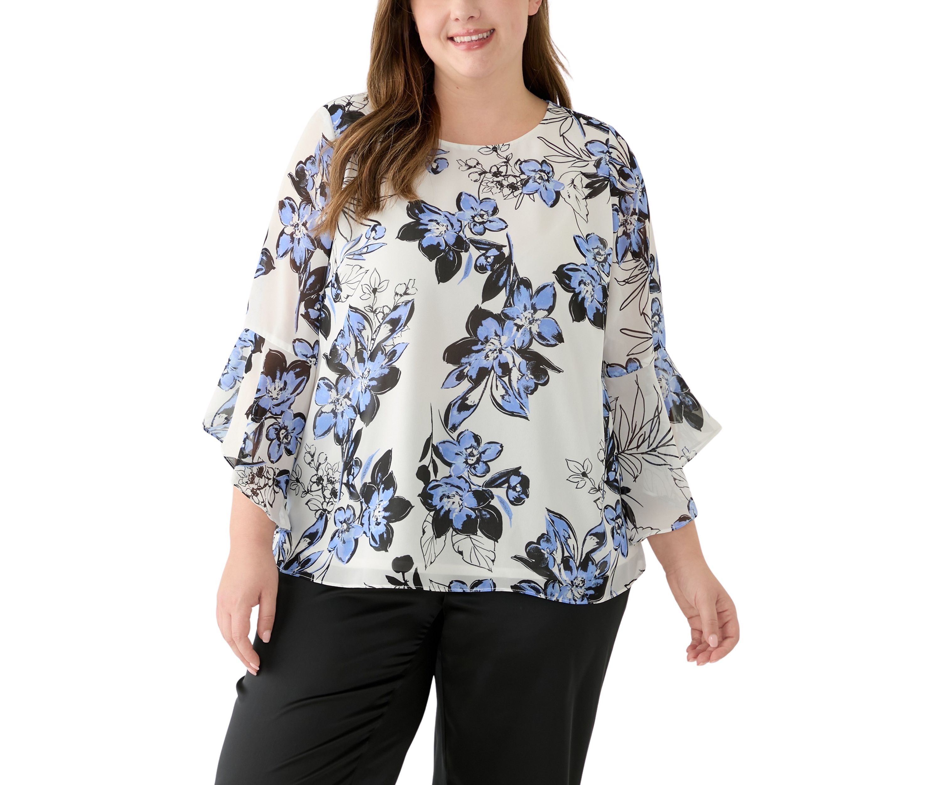 Plus Size Ruffle Sleeve Blouse