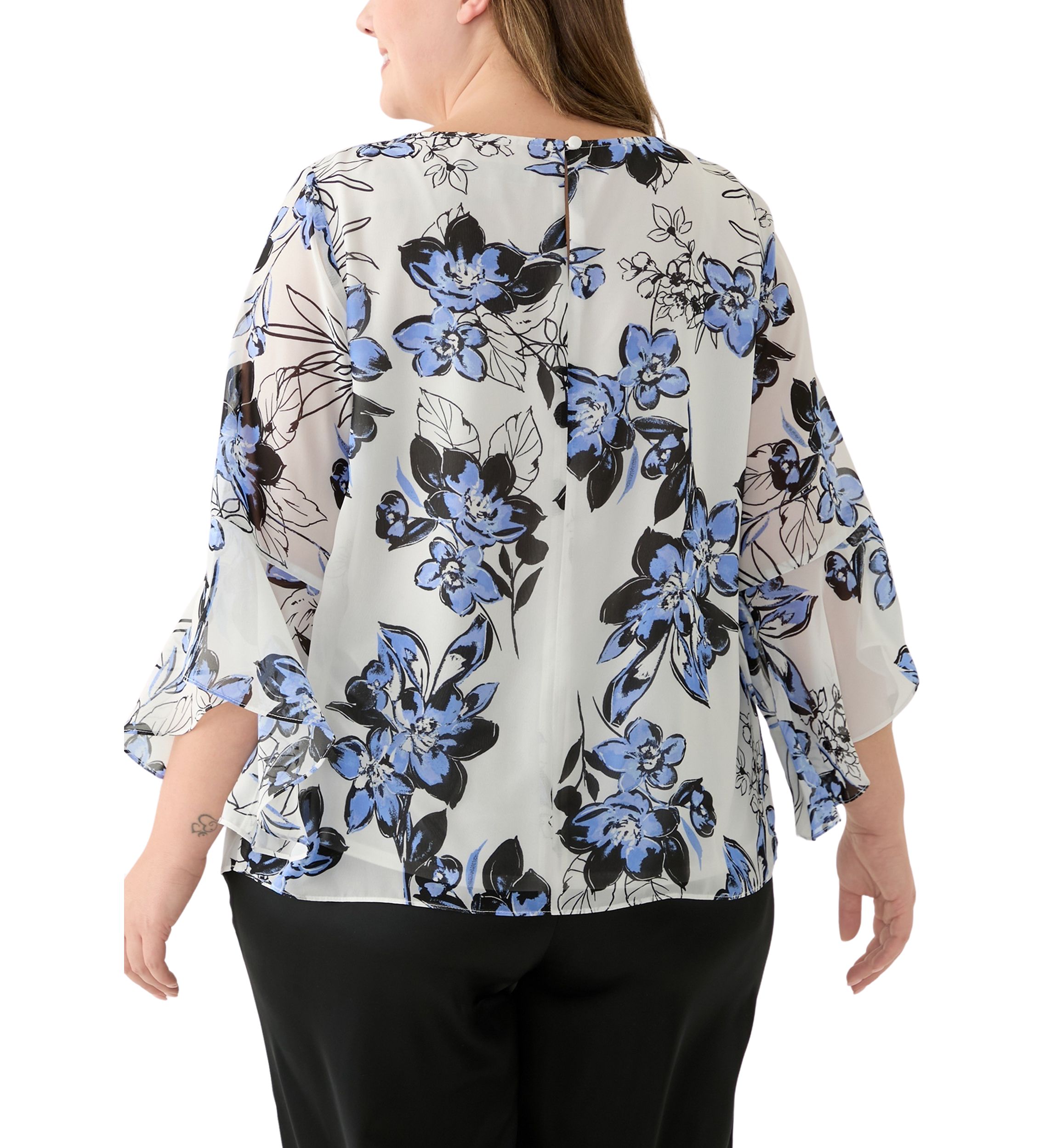 Plus Size Ruffle Sleeve Blouse