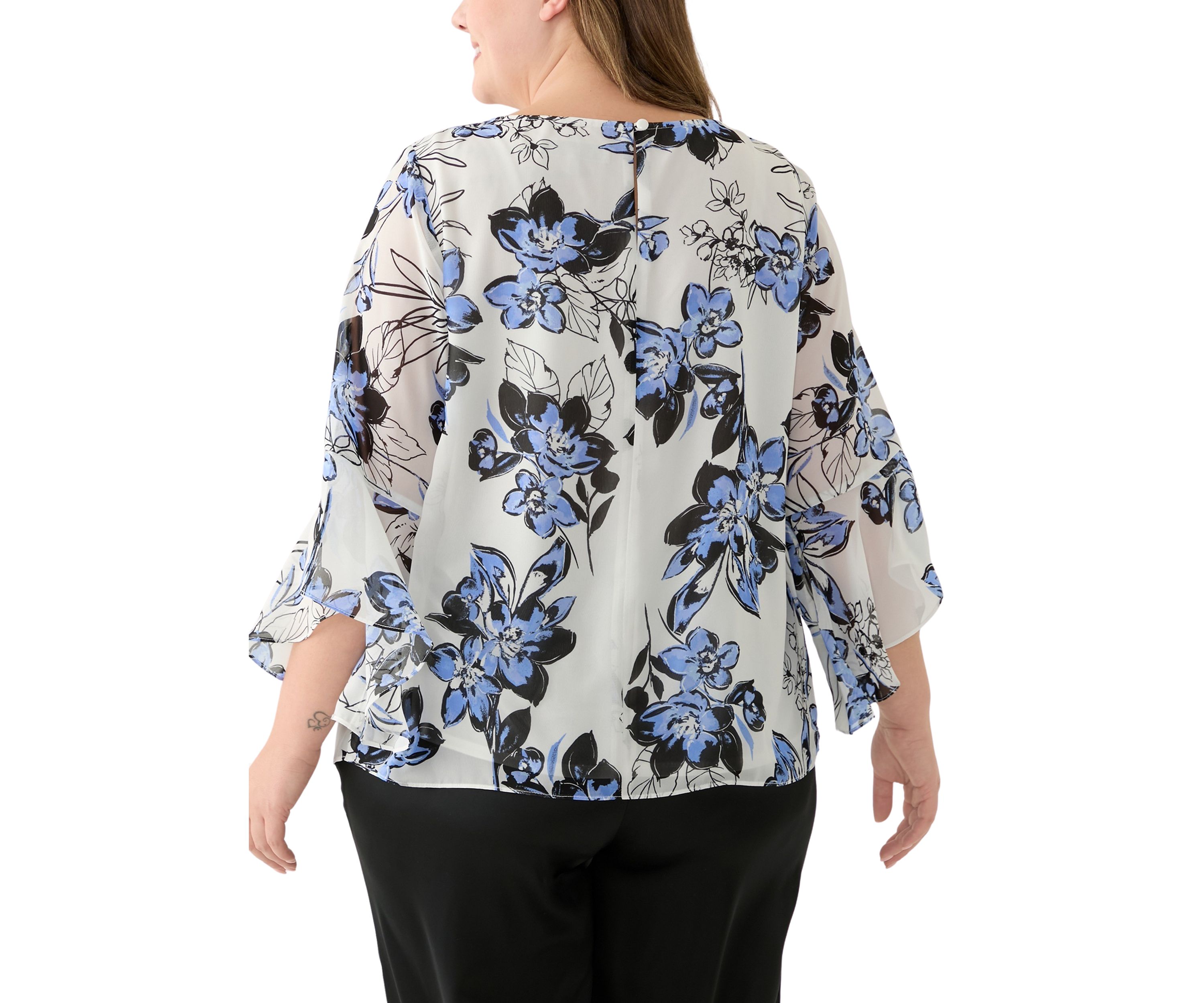 Plus Size Ruffle Sleeve Blouse