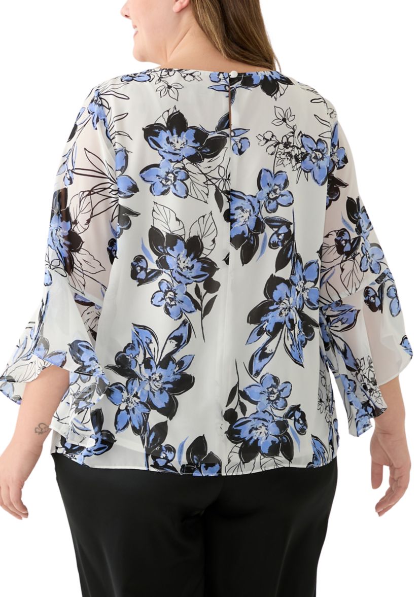 Plus Size Ruffle Sleeve Blouse