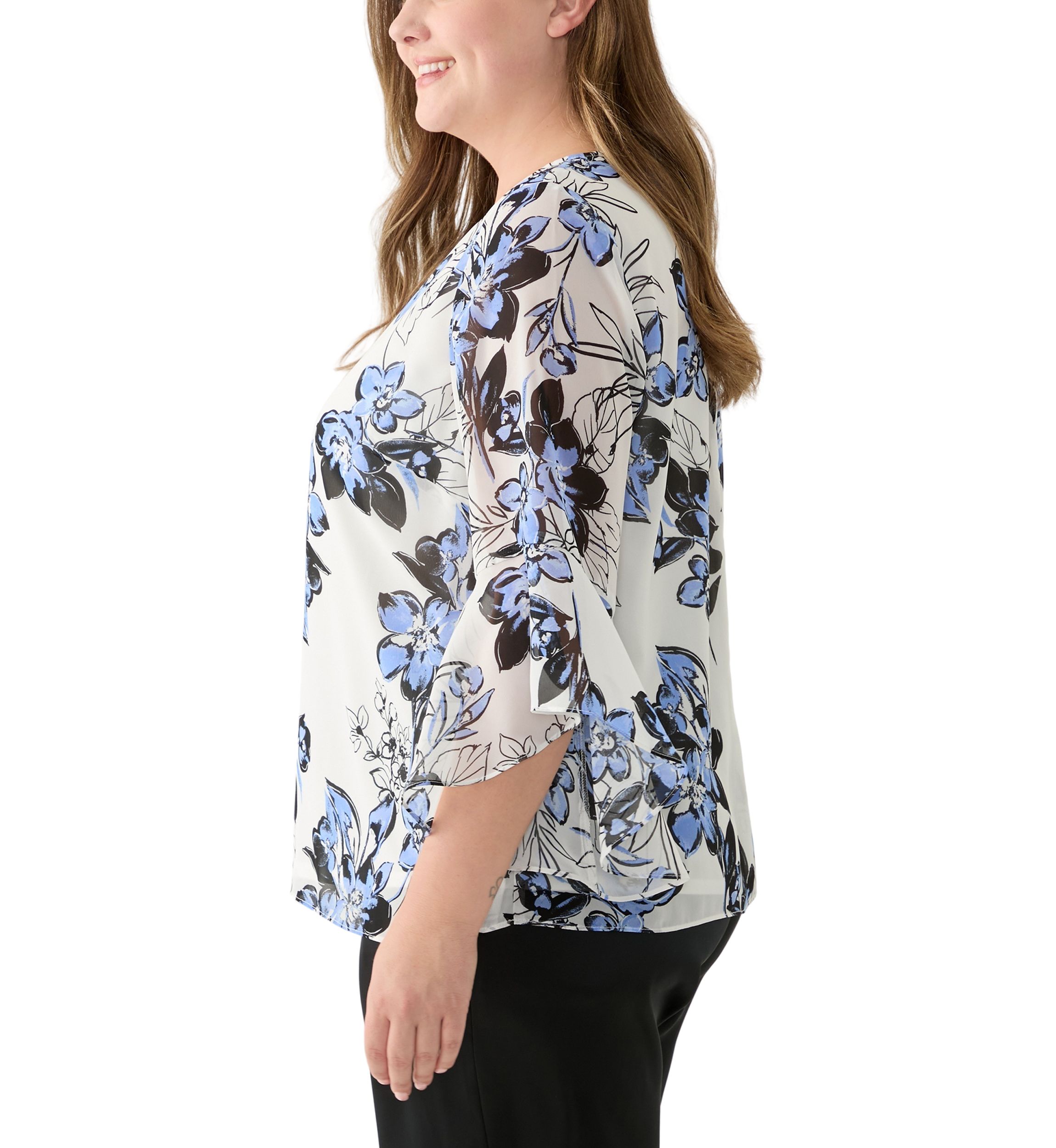 Plus Size Ruffle Sleeve Blouse