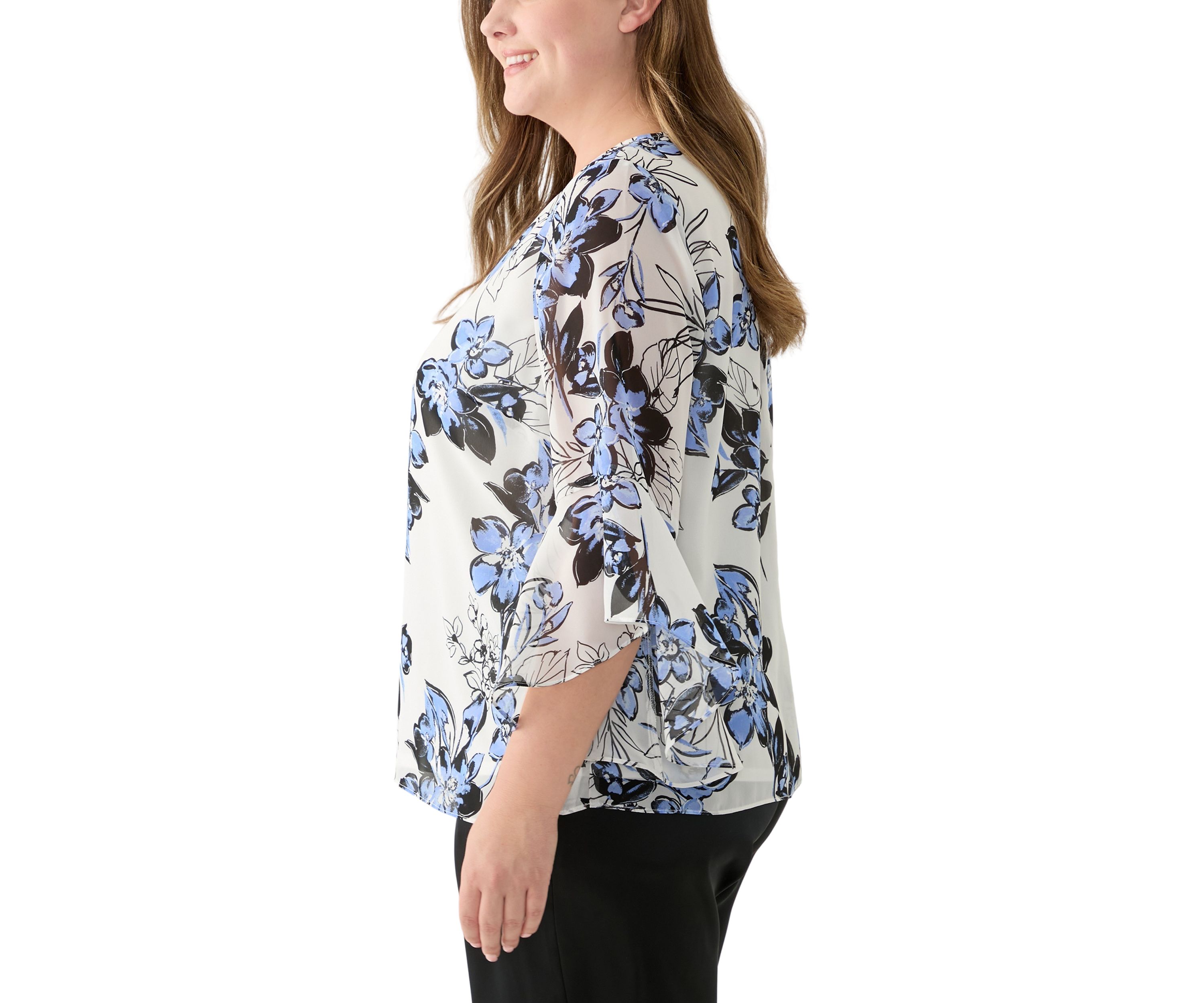 Plus Size Ruffle Sleeve Blouse