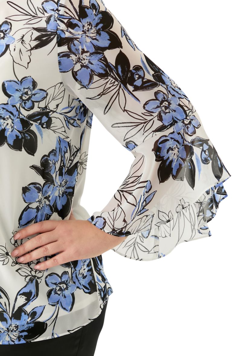 Plus Size Ruffle Sleeve Blouse