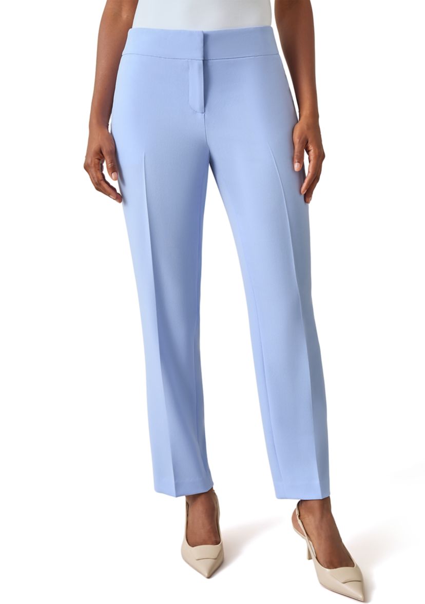 Womens Mid Rise Fly Front Slim Pants