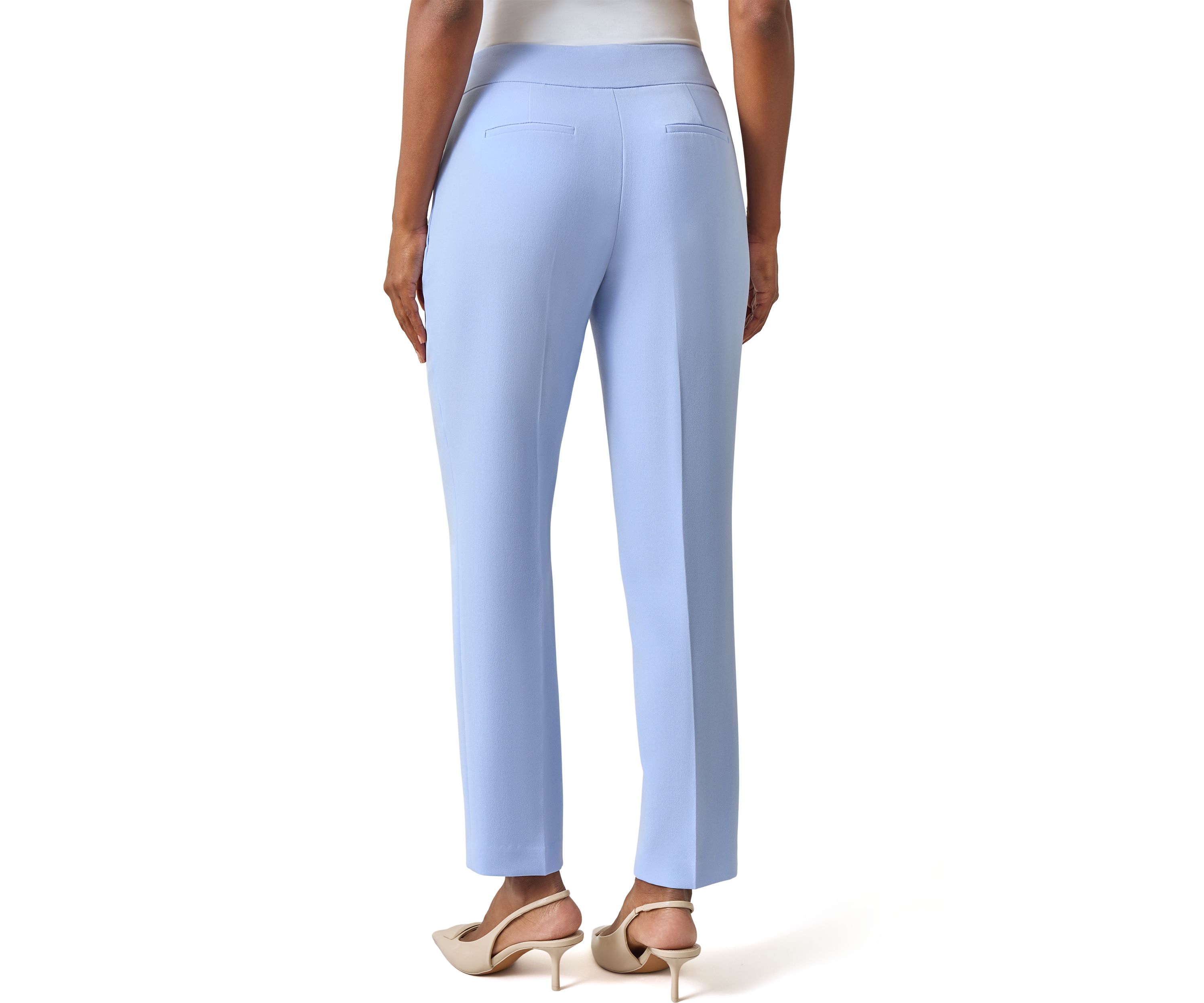 Womens Mid Rise Fly Front Slim Pants