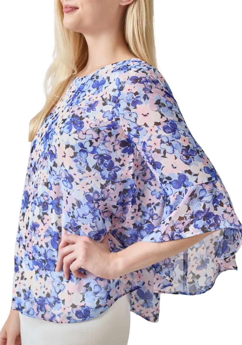 Petite Printed Ruffle Blouse