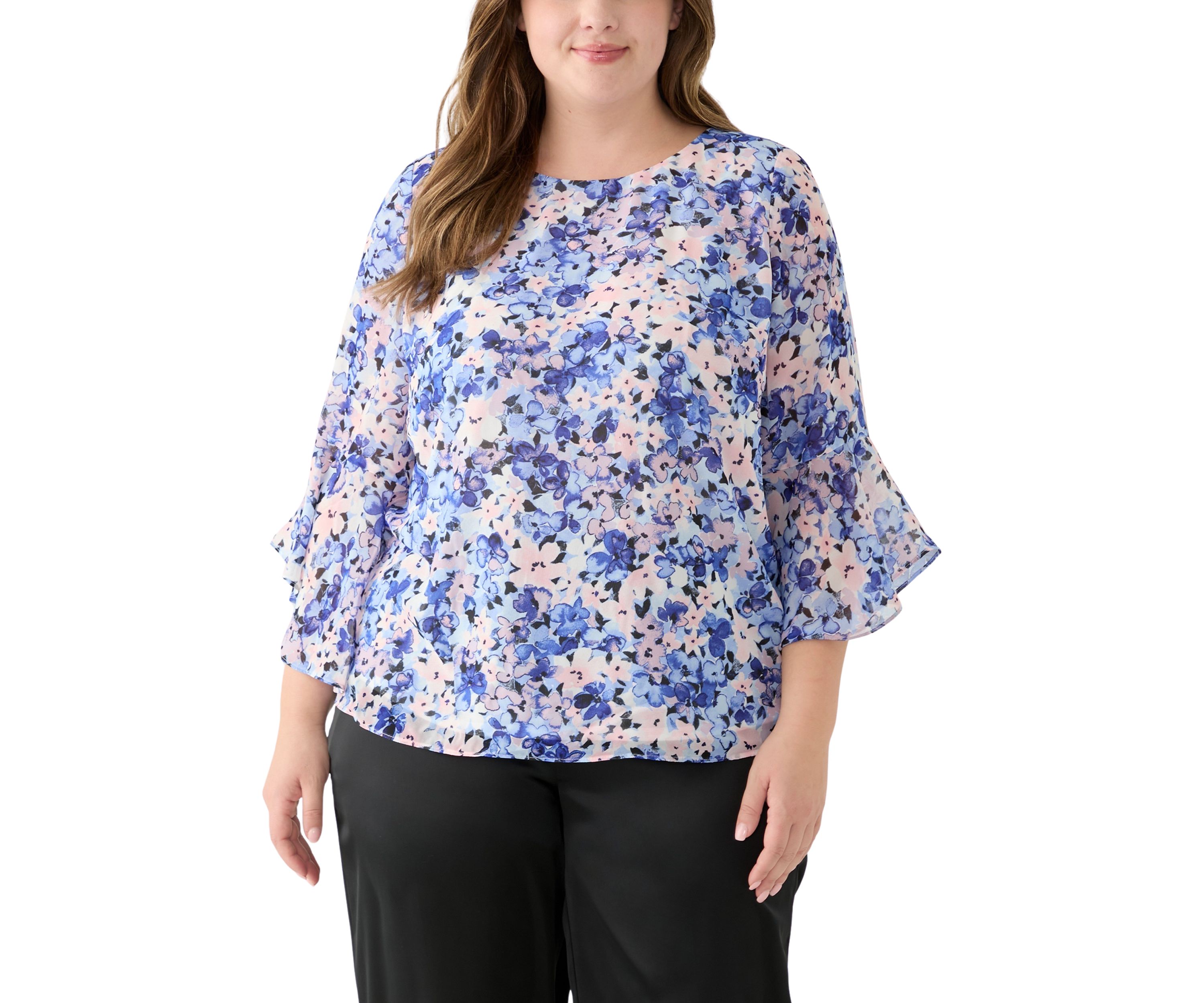 Plus Size Ruffle Sleeve Blouse