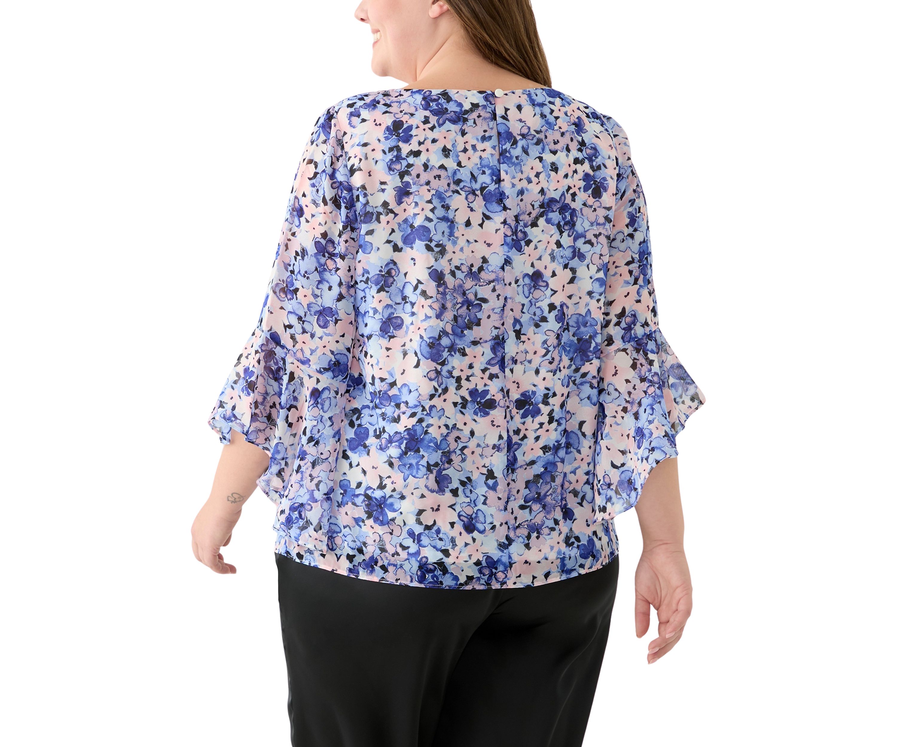 Plus Size Ruffle Sleeve Blouse