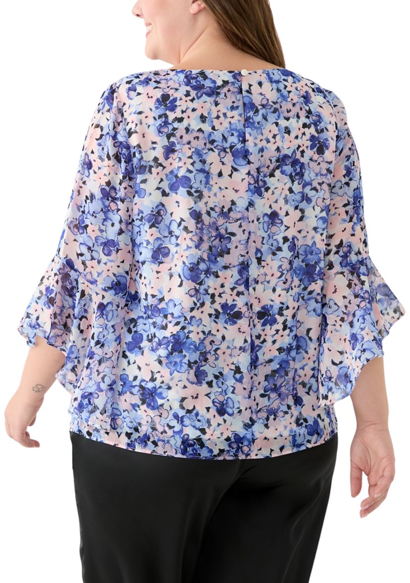 Plus Size Ruffle Sleeve Blouse