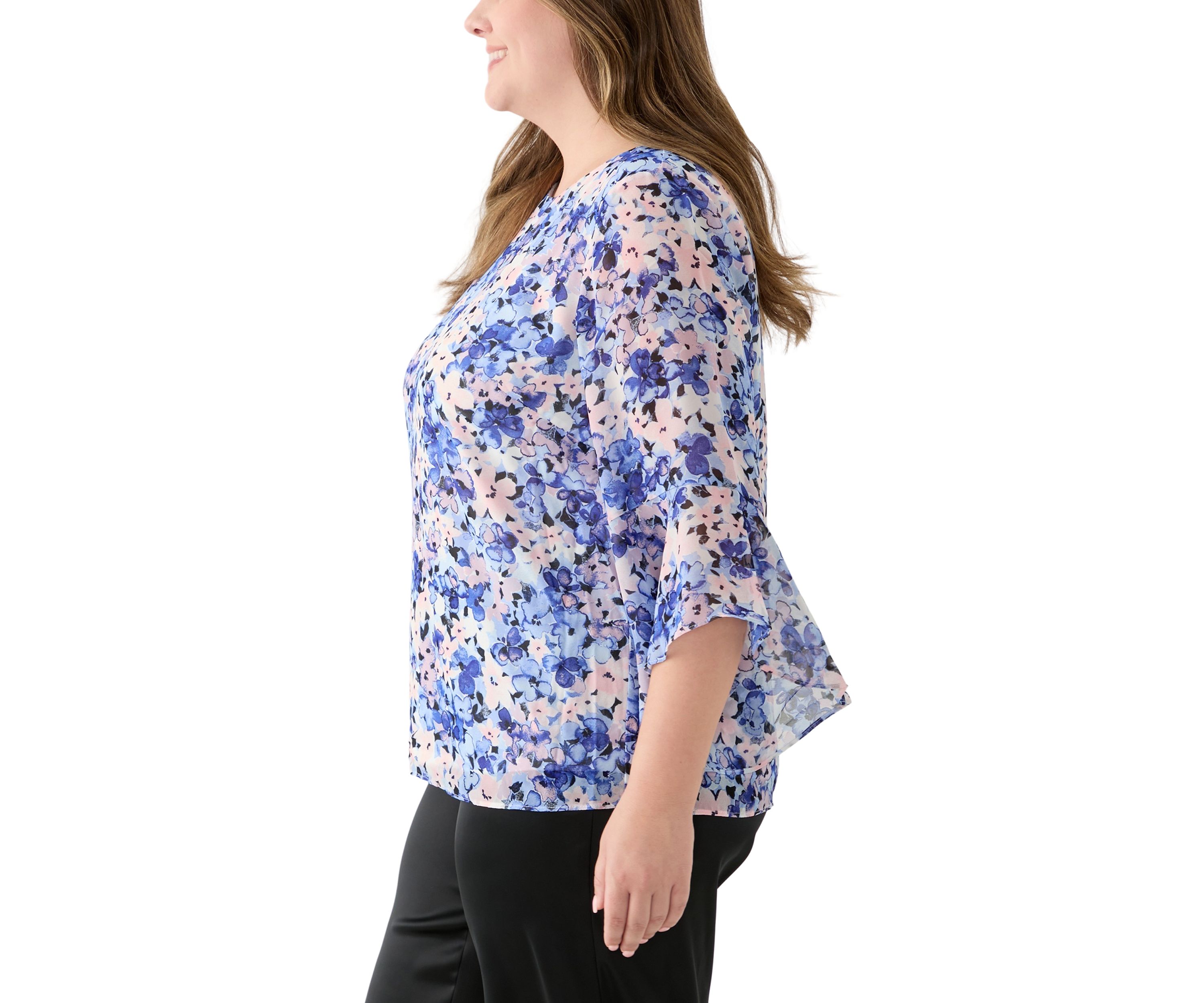 Plus Size Ruffle Sleeve Blouse