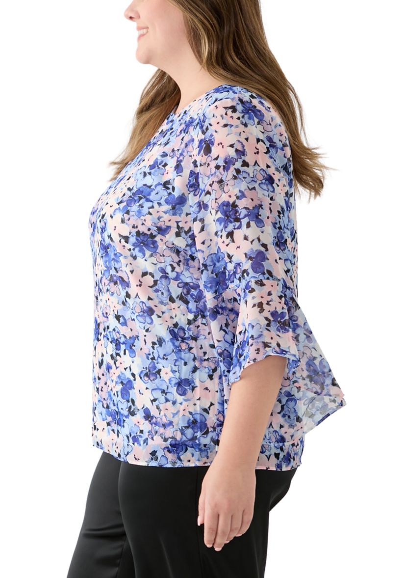 Plus Size Ruffle Sleeve Blouse