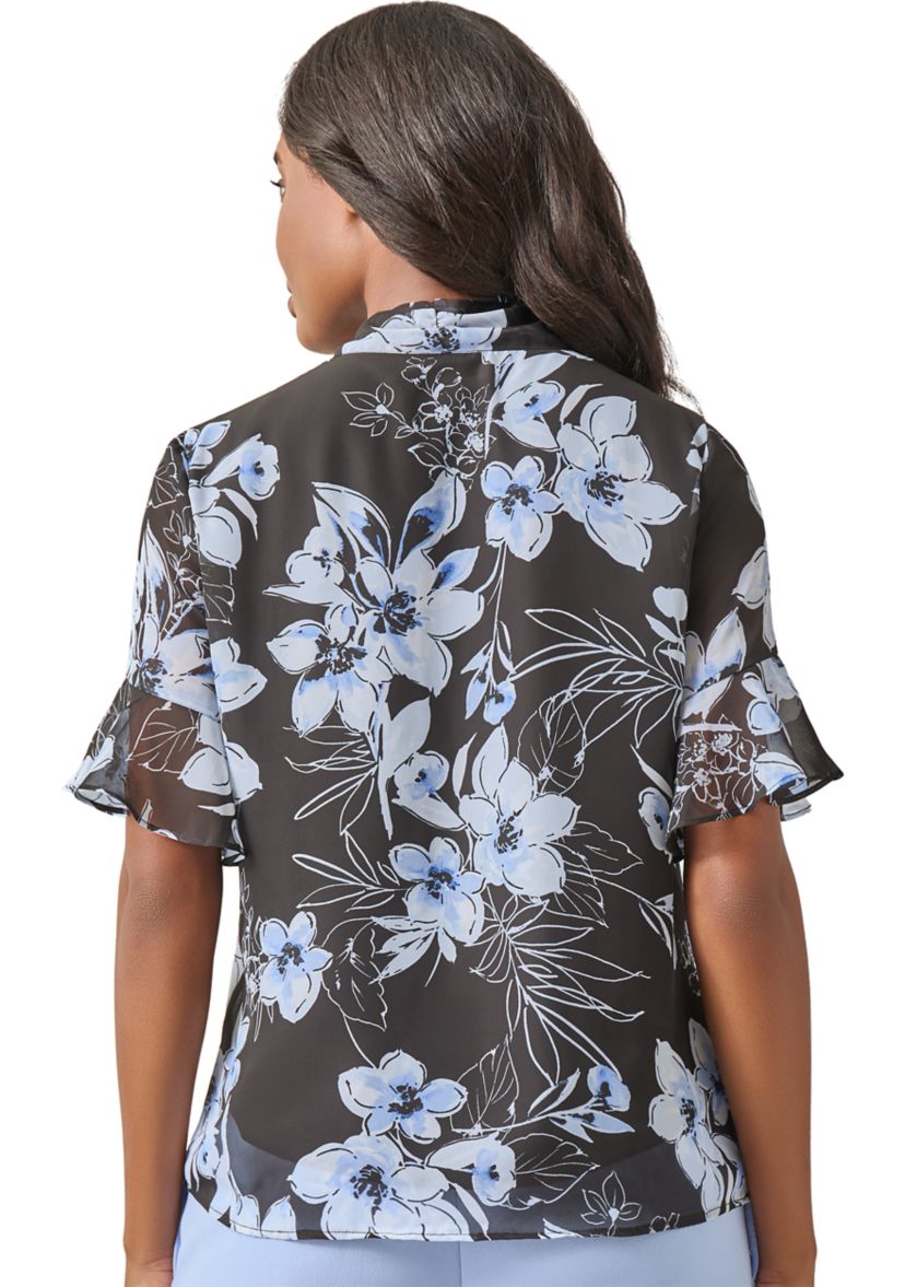 Womens Tie Neck Blouse