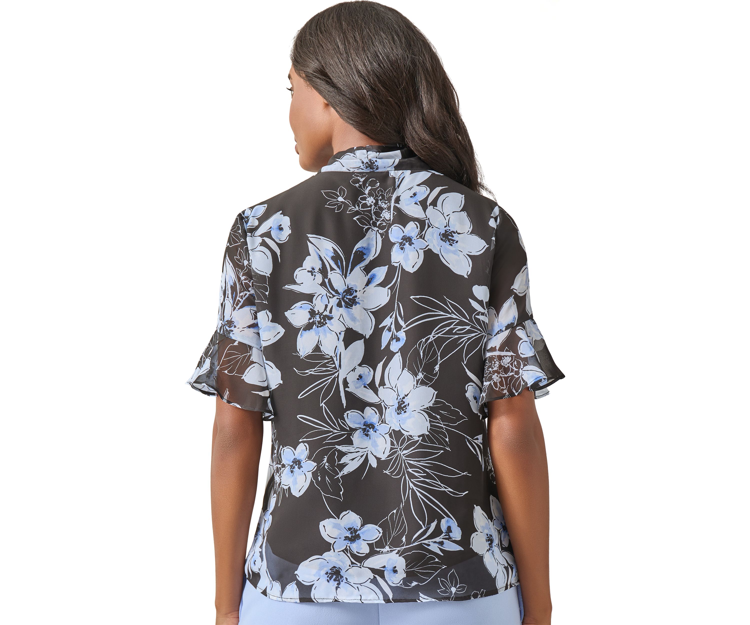 Petite Tie Neck Blouse