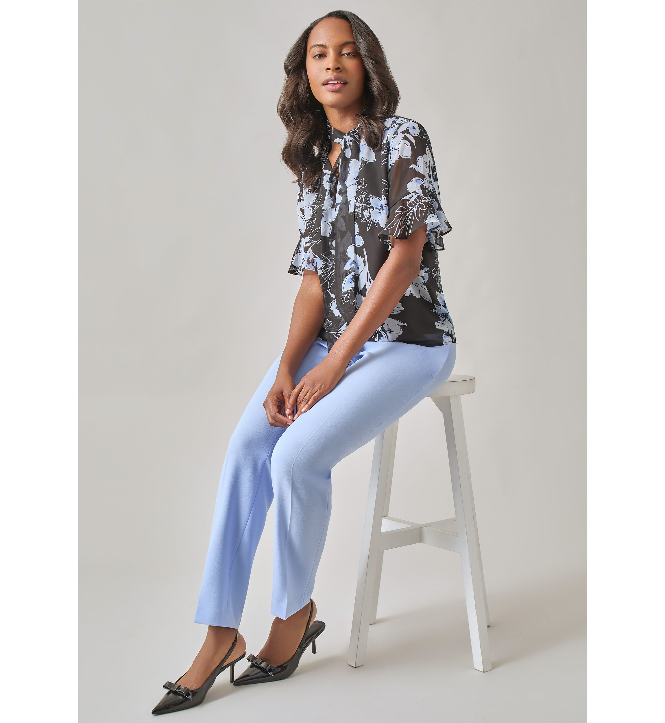 Petite Tie Neck Blouse