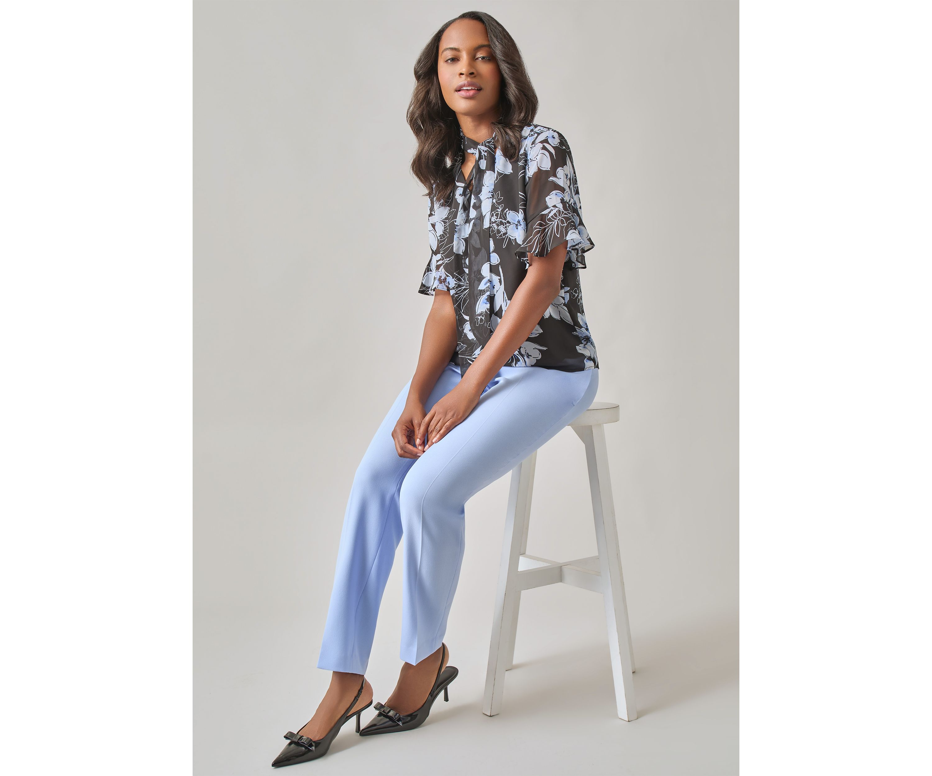 Petite Tie Neck Blouse