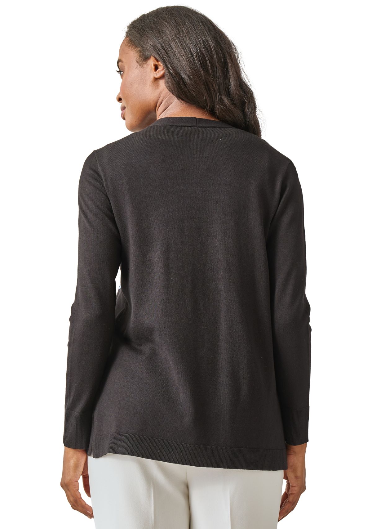 Womens Open Front Embroidered Cardigan