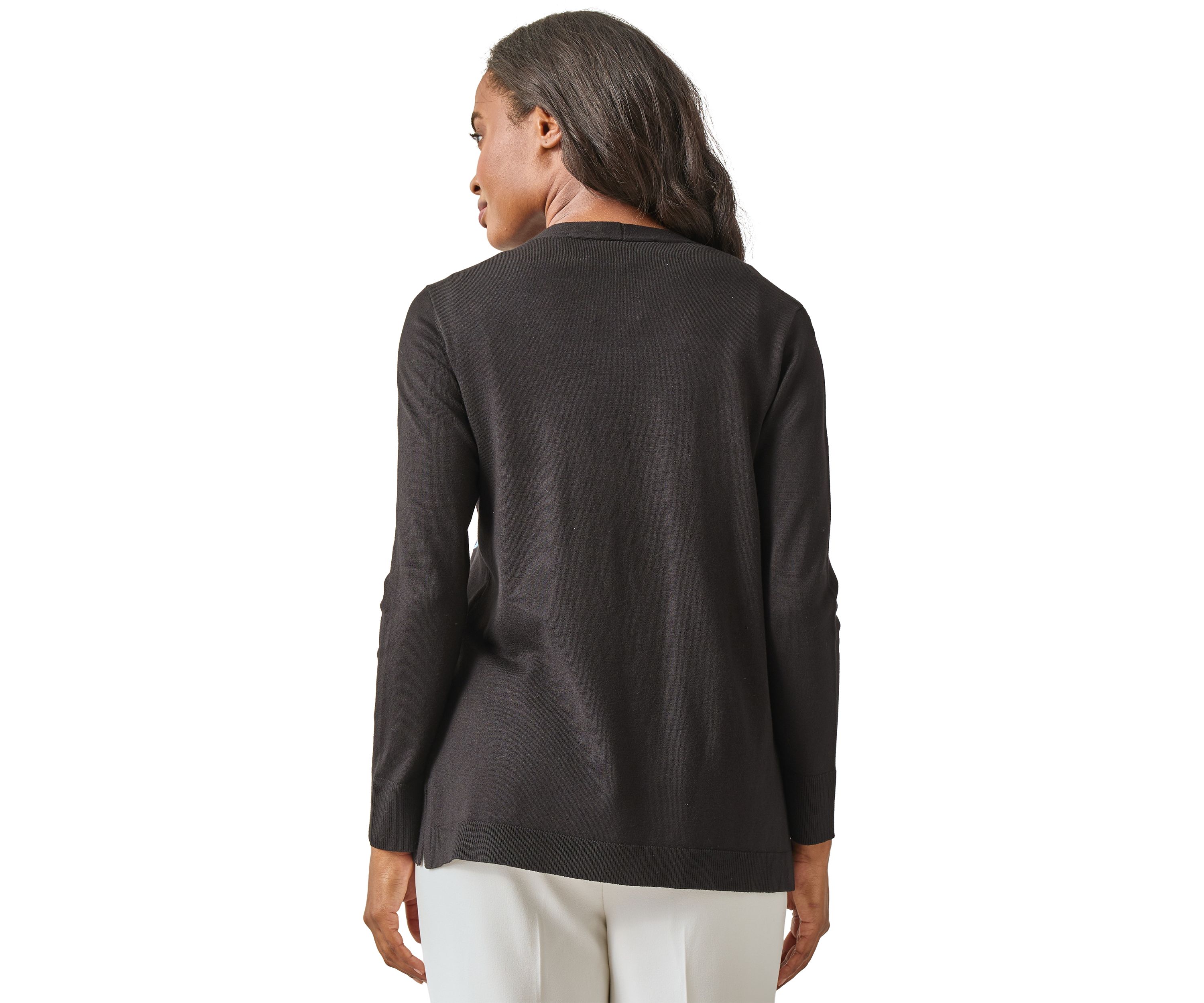 Womens Open Front Embroidered Cardigan