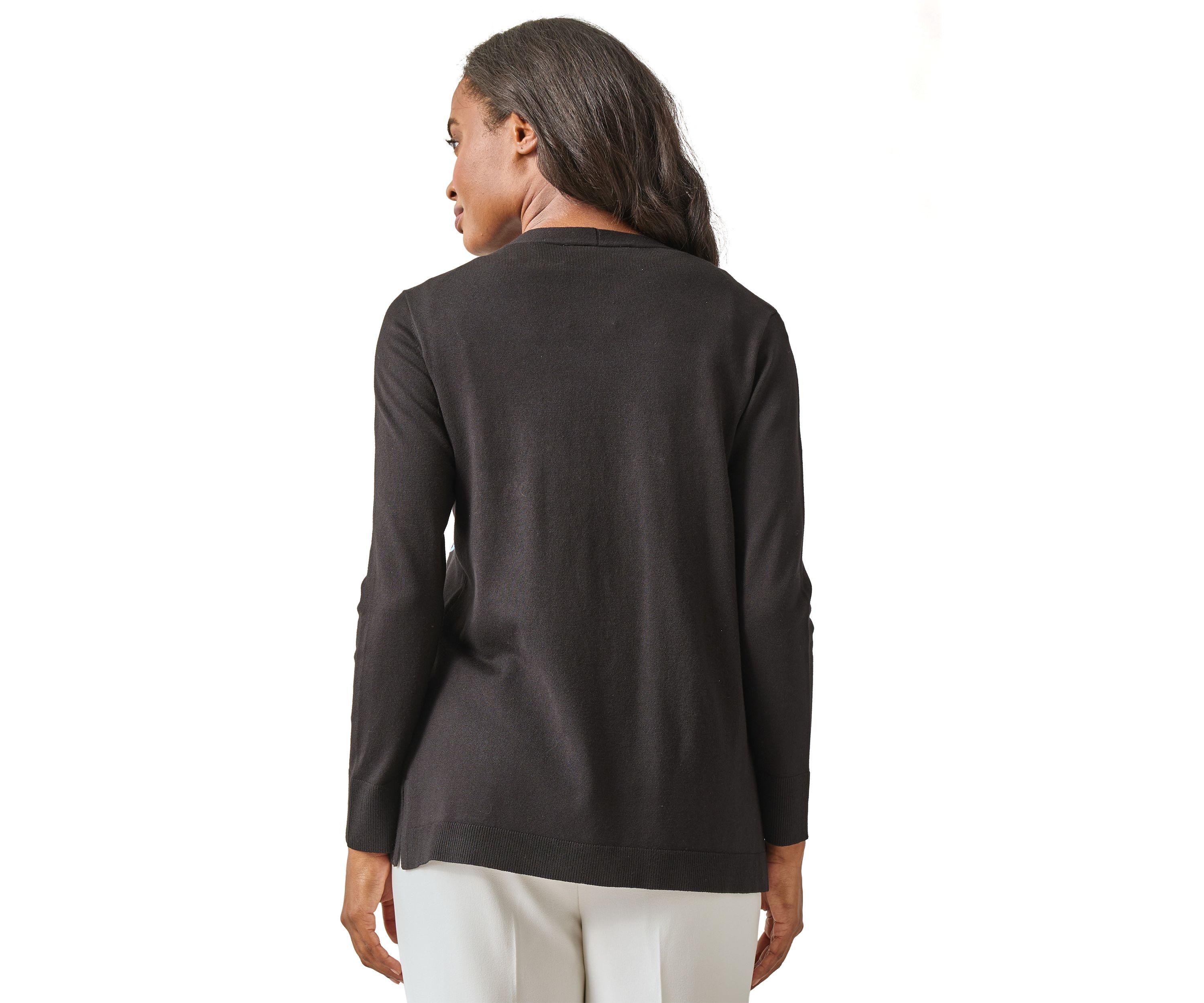 Petite Open Front Embroidered Cardigan