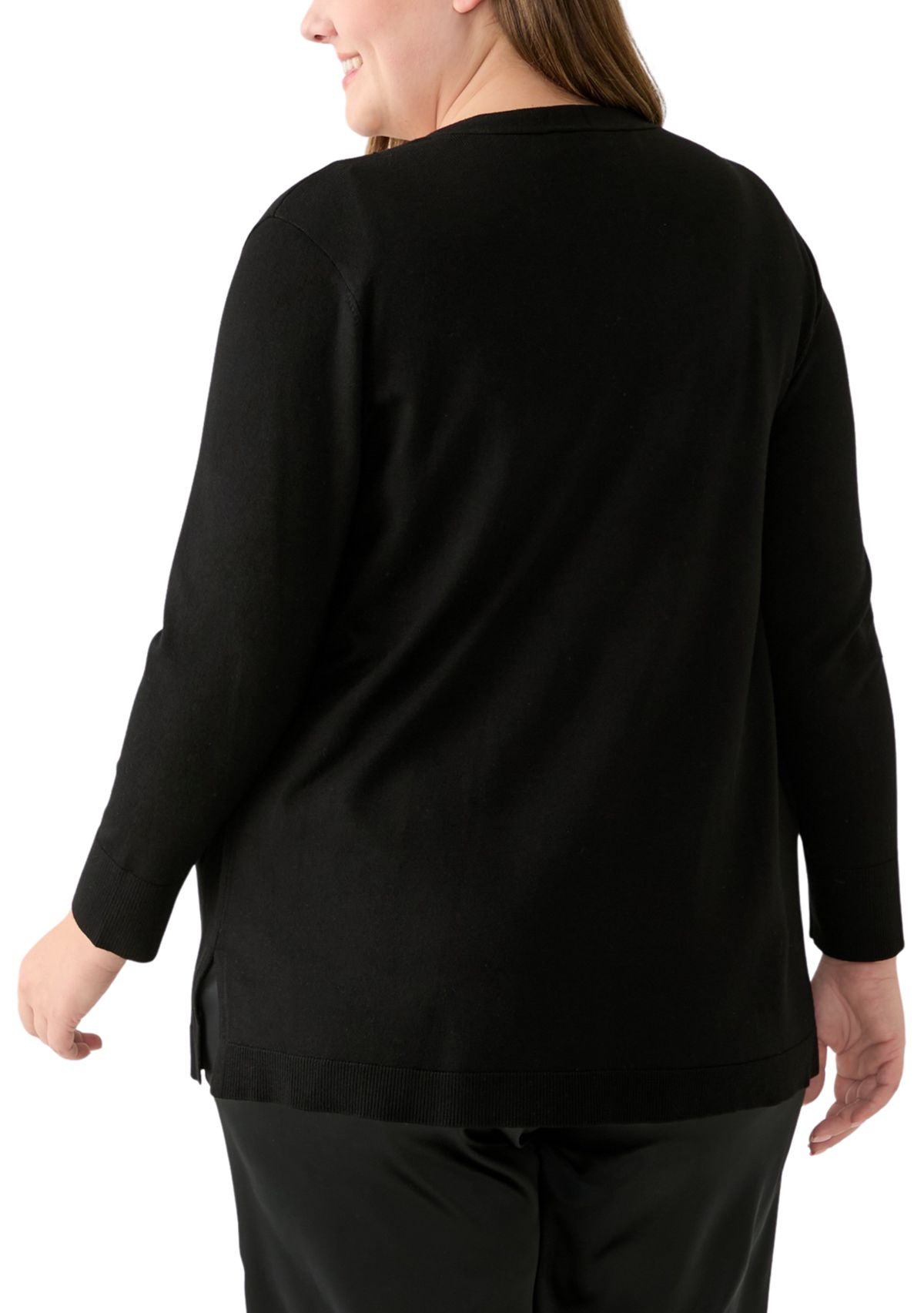 Plus Size Open Front Embroidered Cardigan