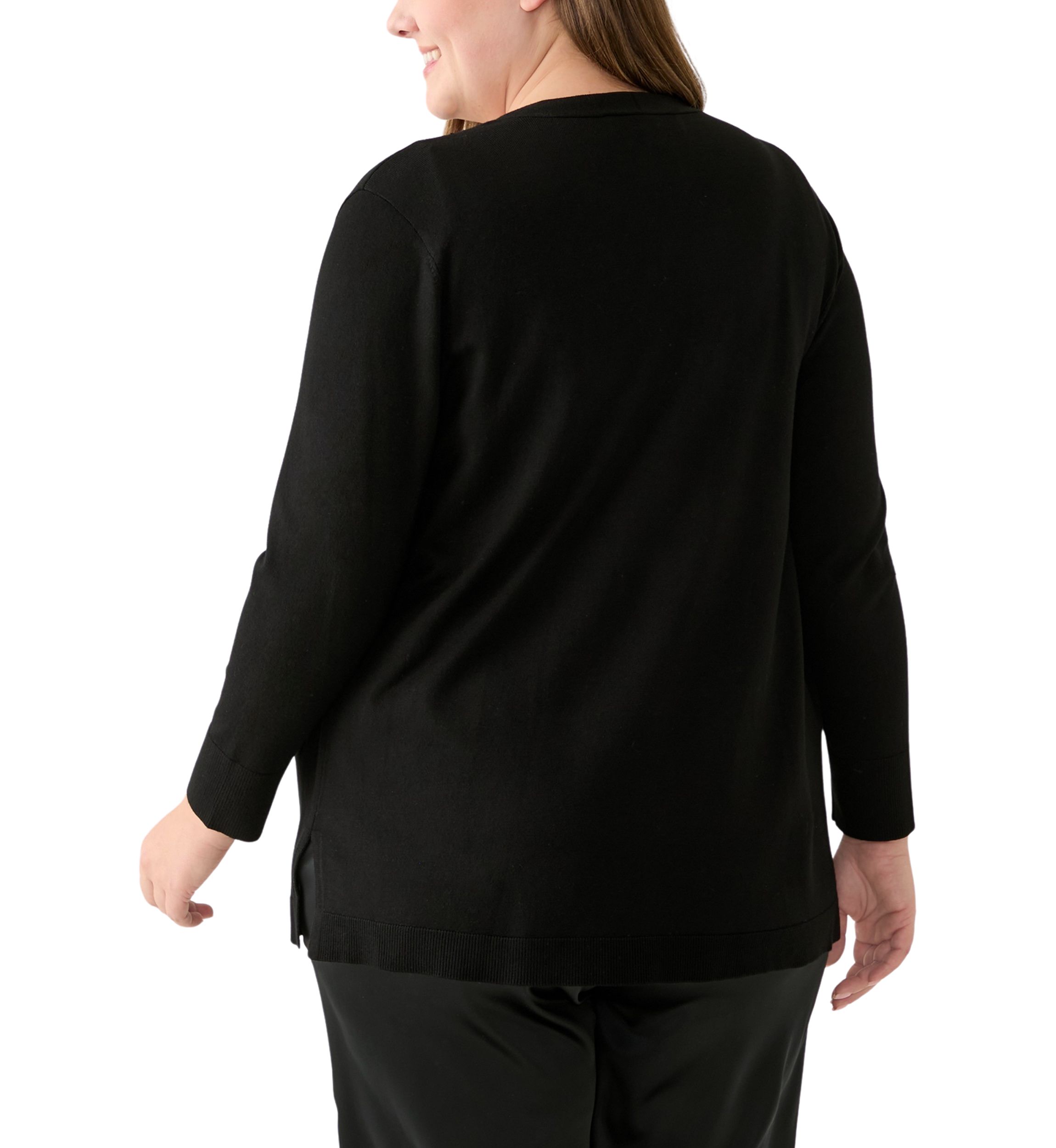 Plus Size Open Front Embroidered Cardigan