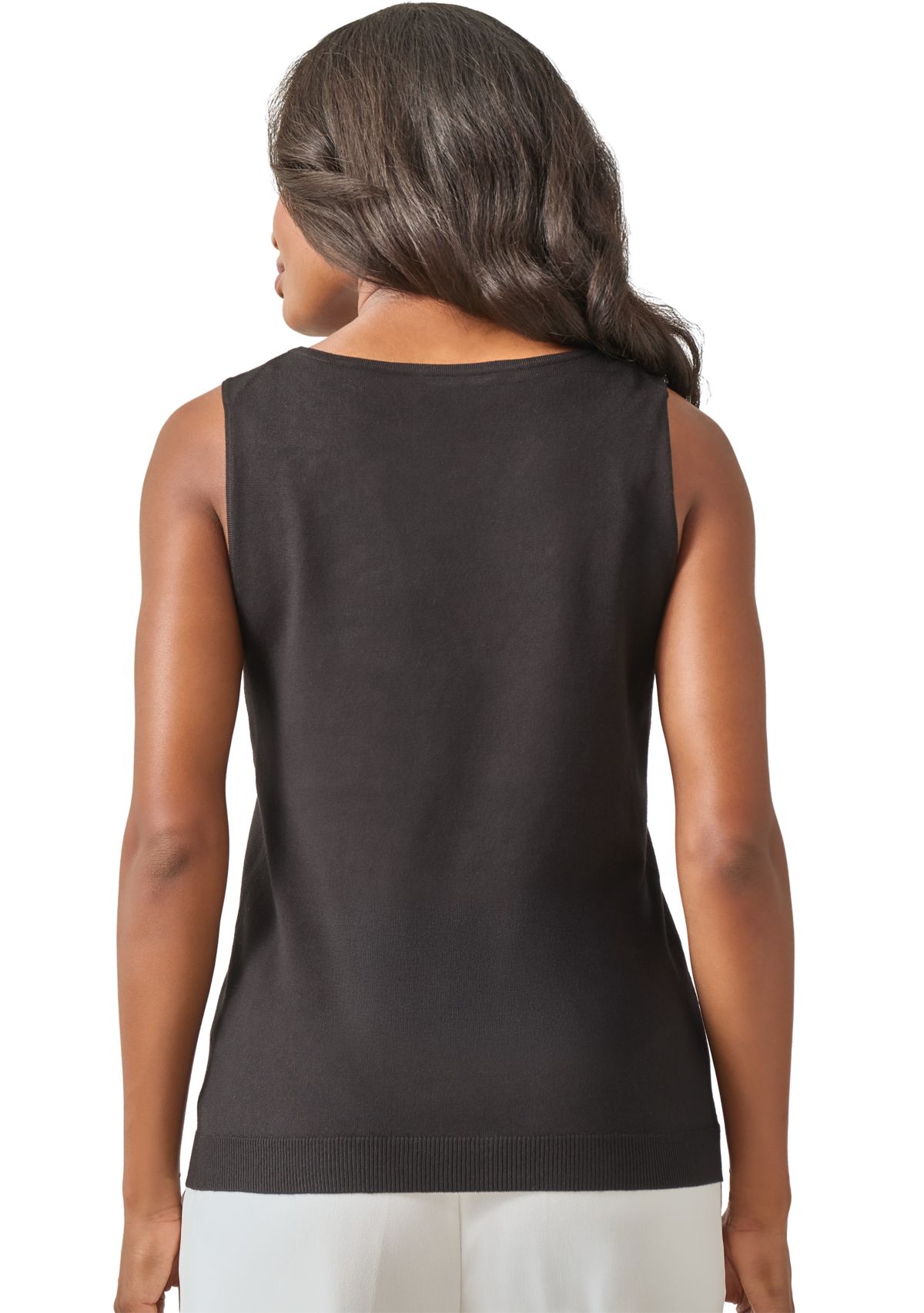 Womens Sleeveless Boat Neck Embroidered Blouse