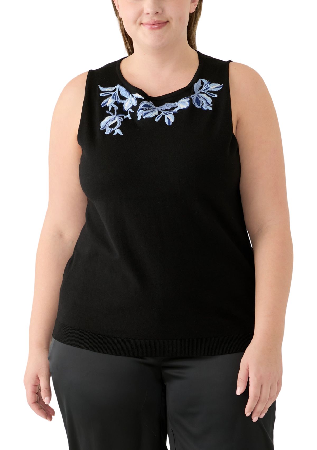 Plus Size Sleeveless Embroidered Top