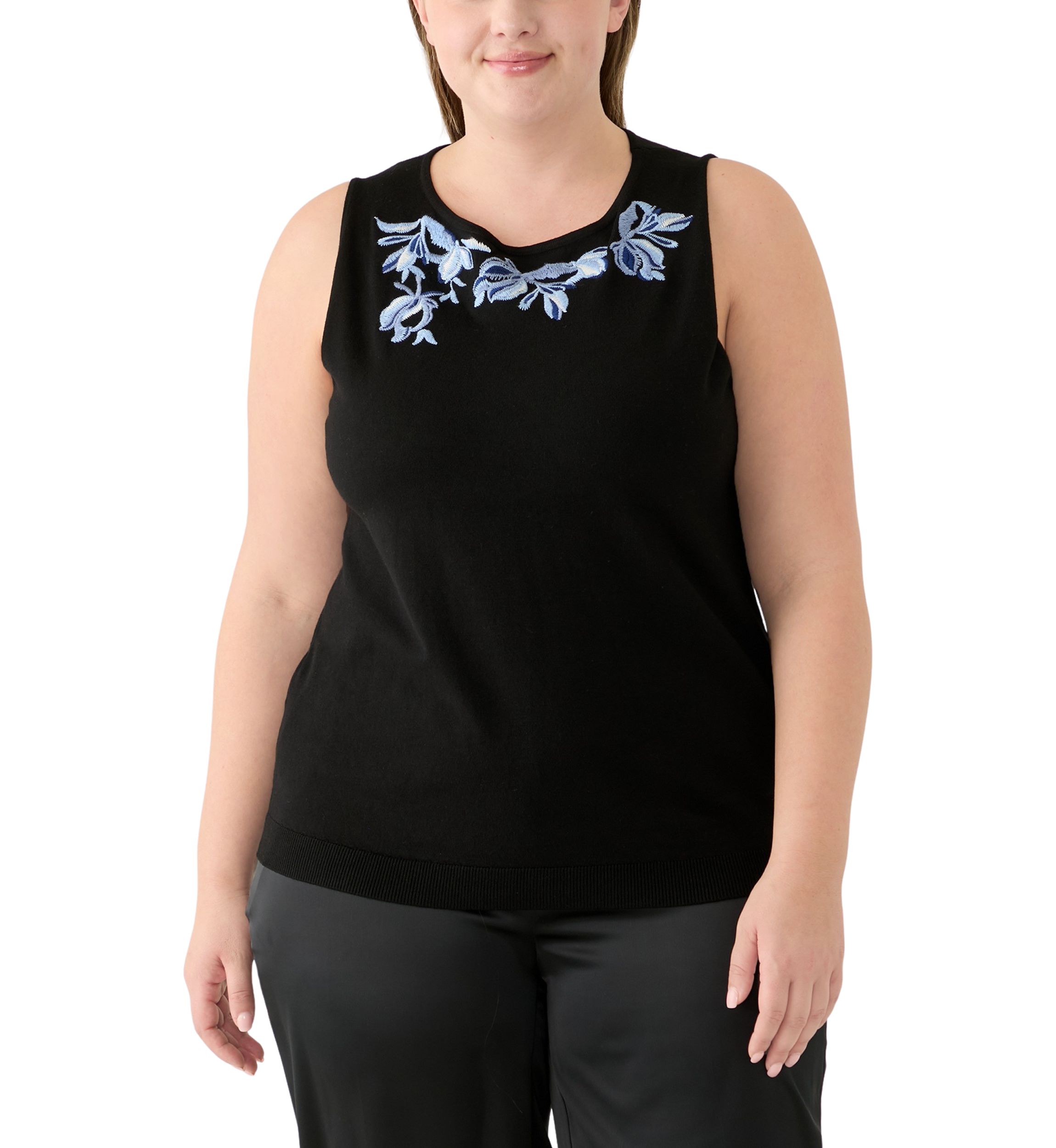 Plus Size Sleeveless Embroidered Top