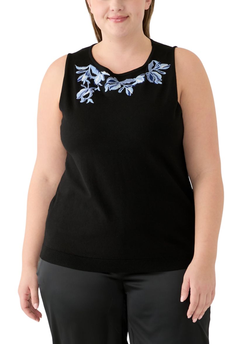 Plus Size Sleeveless Embroidered Top