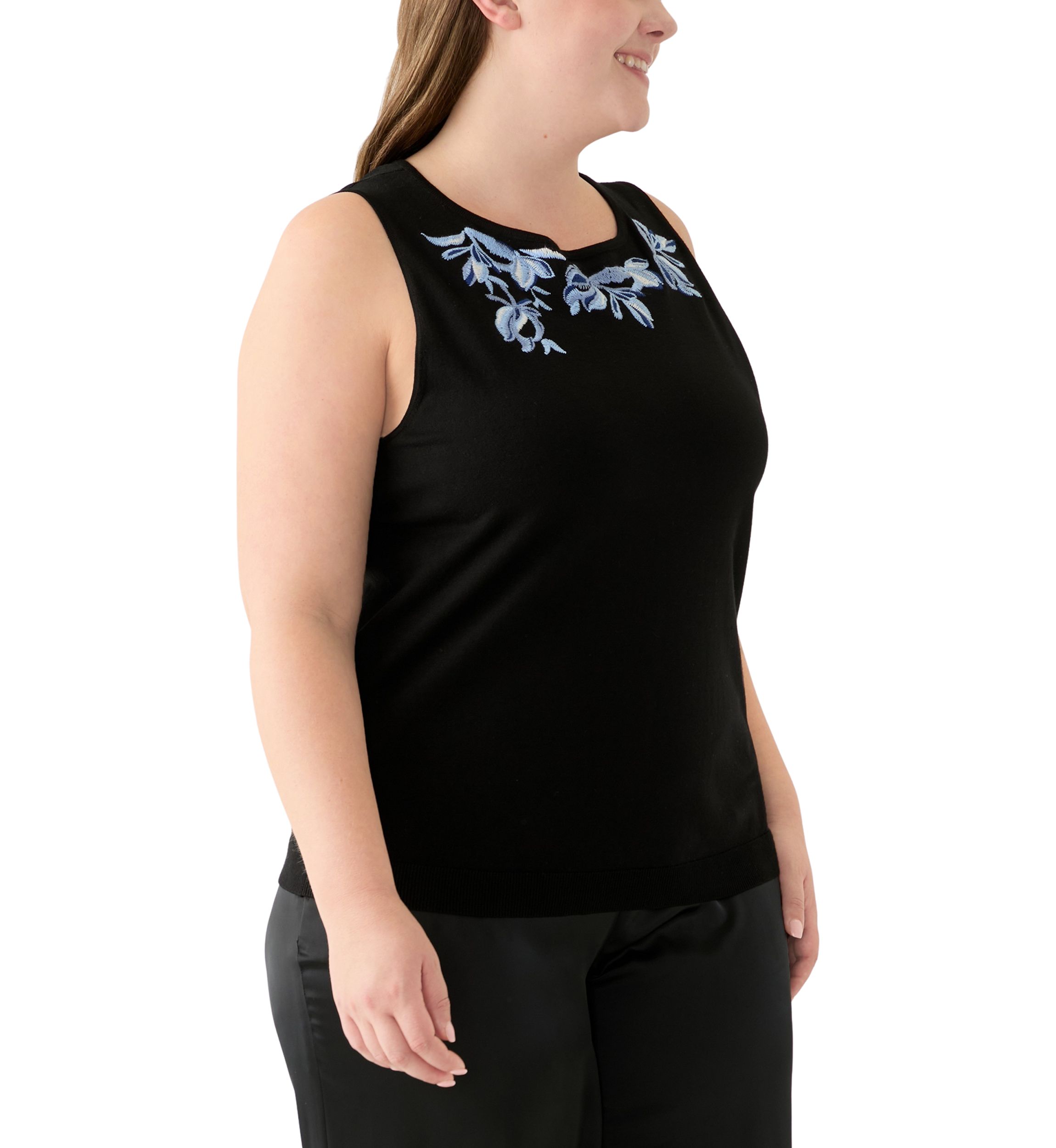 Plus Size Sleeveless Embroidered Top