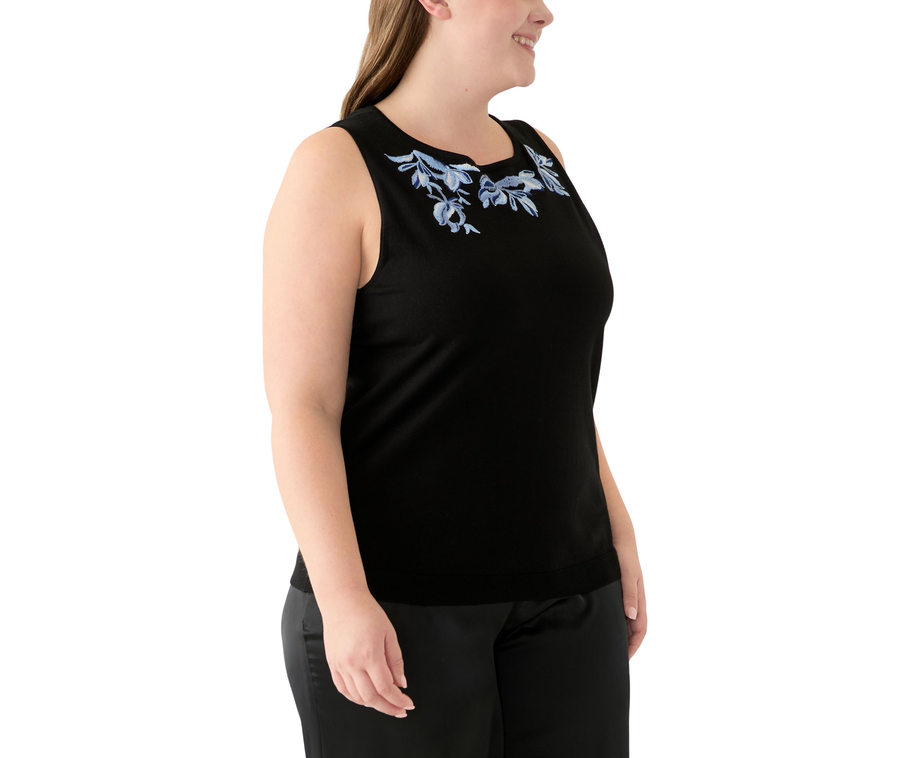 Plus Size Sleeveless Embroidered Top