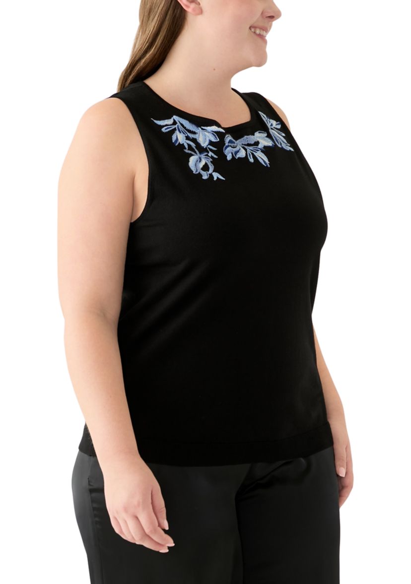 Plus Size Sleeveless Embroidered Top