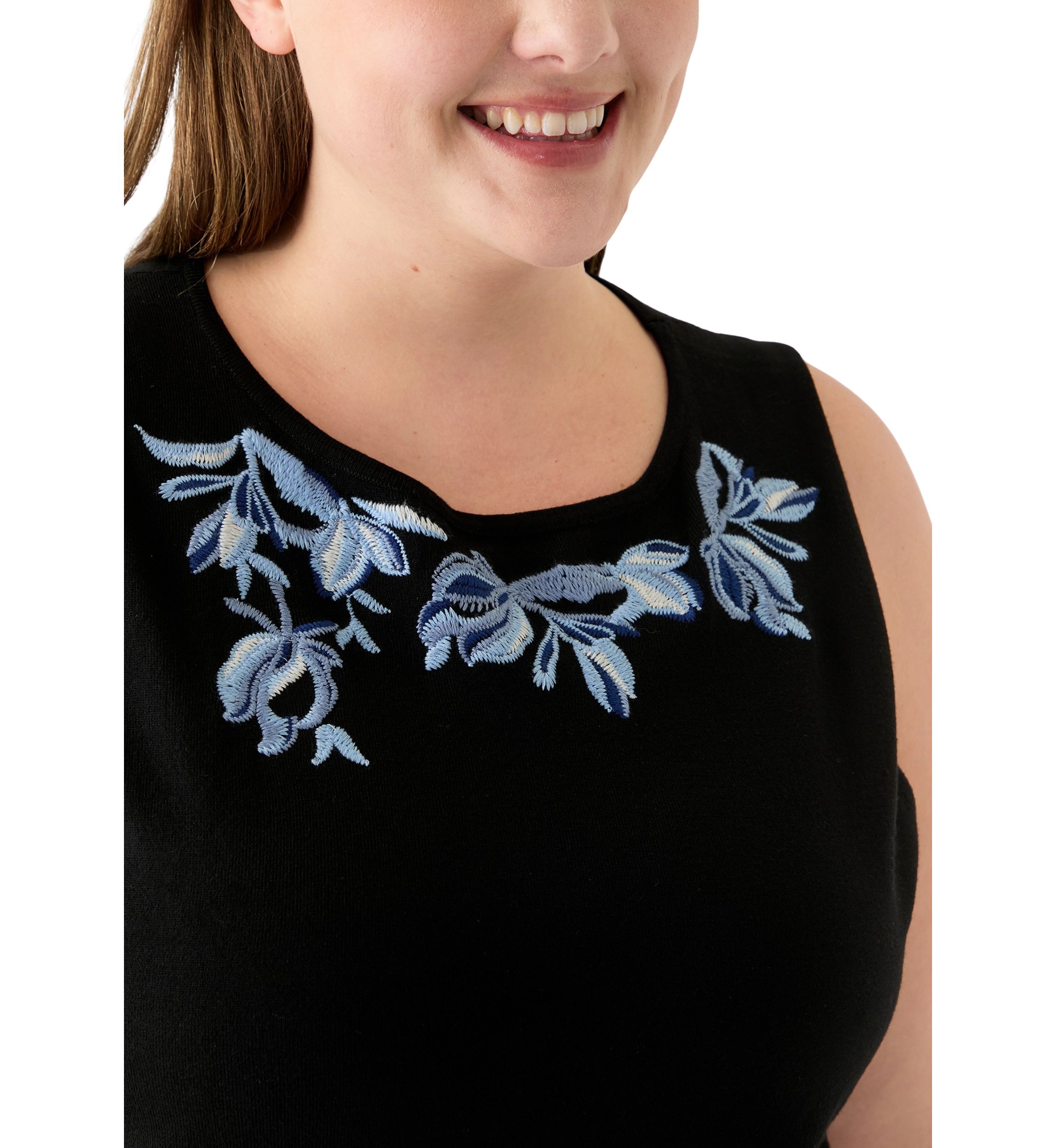 Plus Size Sleeveless Embroidered Top