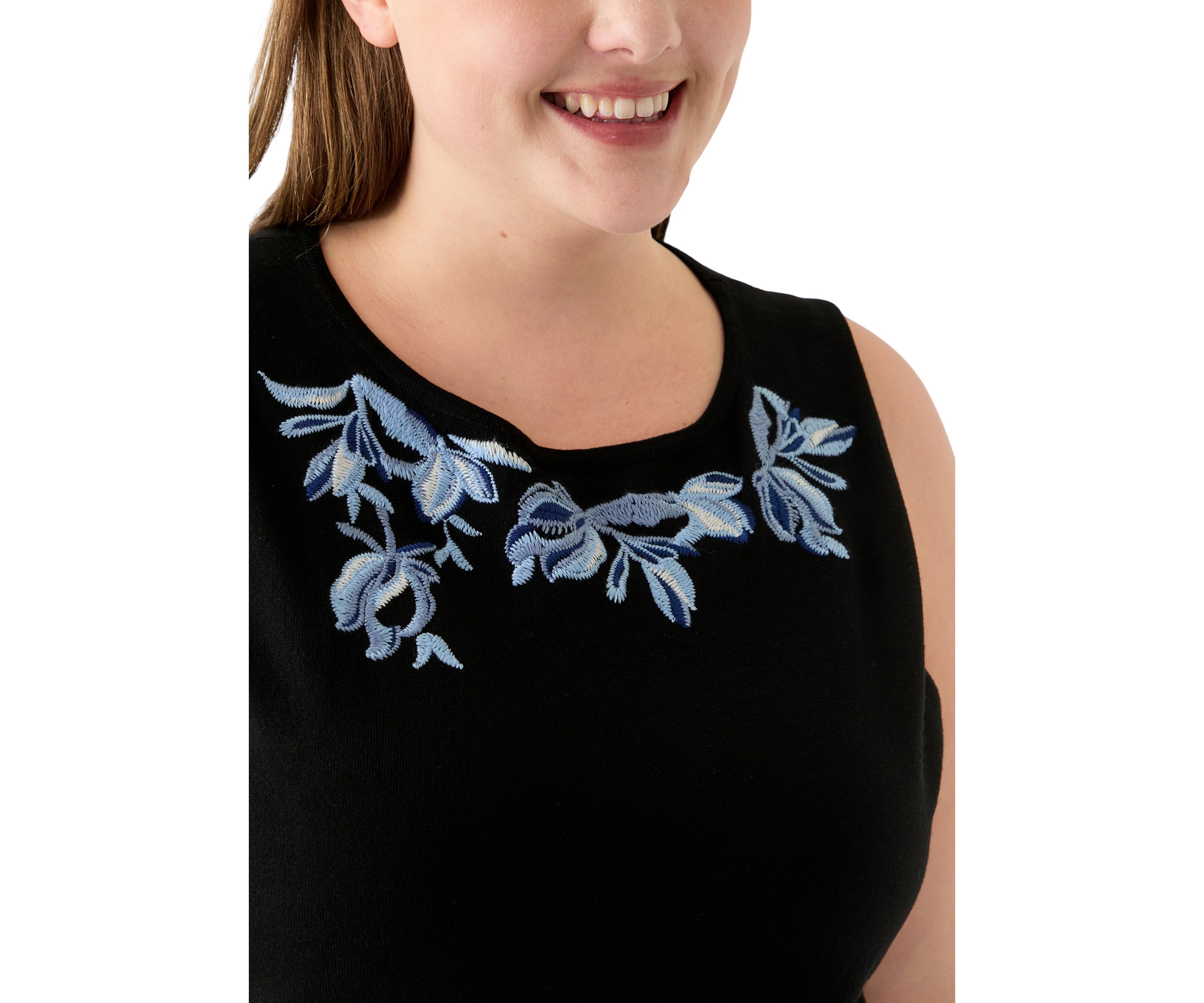 Plus Size Sleeveless Embroidered Top