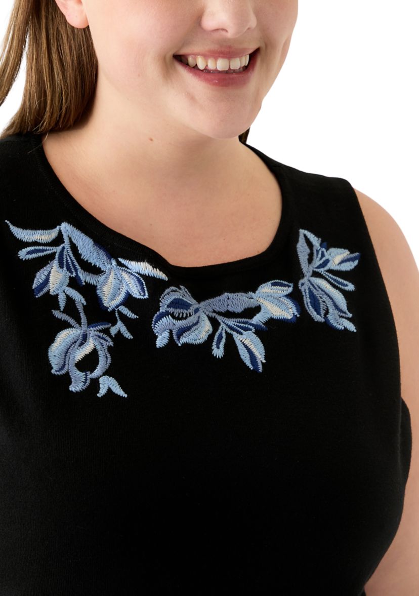 Plus Size Sleeveless Embroidered Top