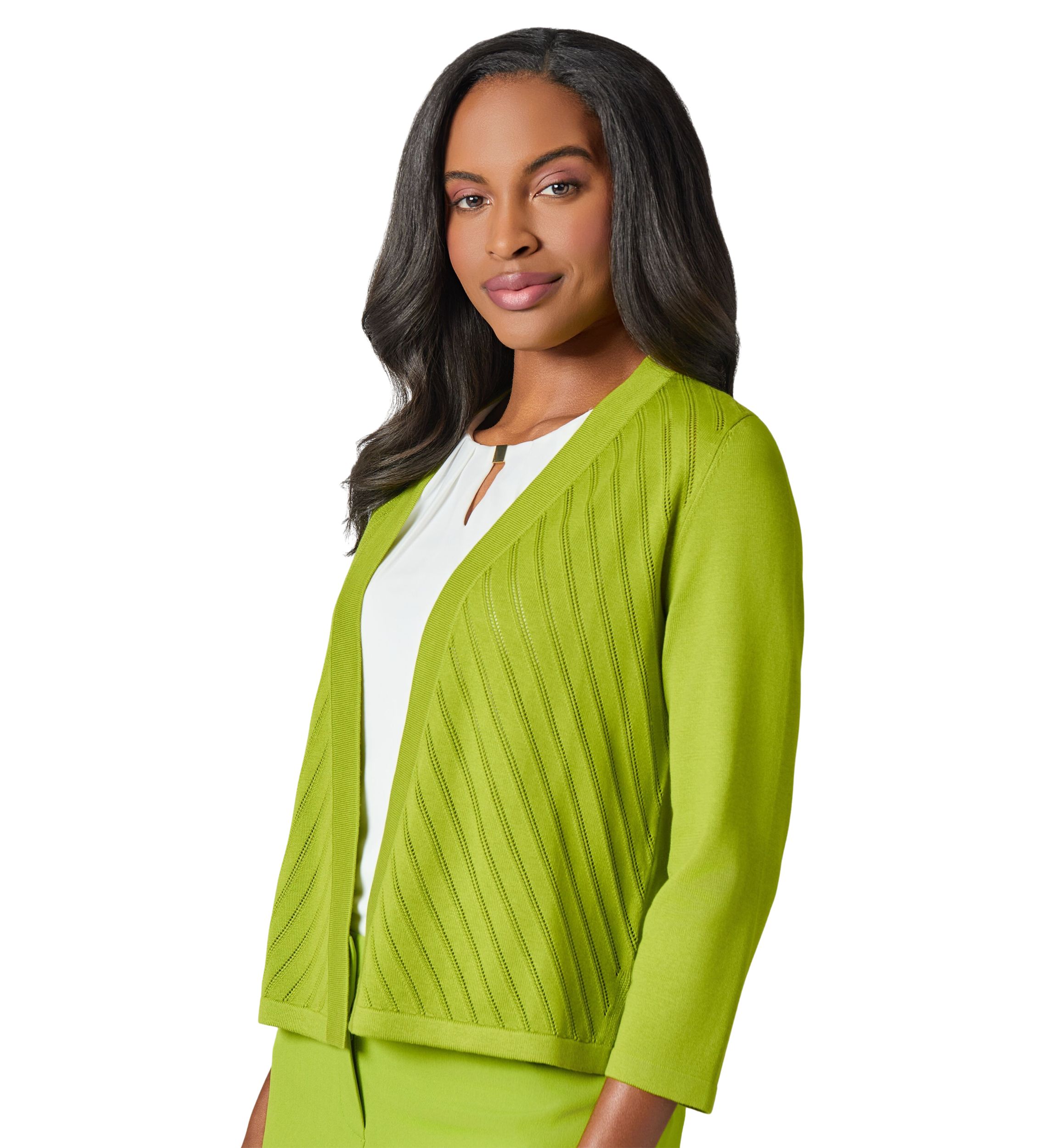 Womens Diagonal Stitch Short Cardigan