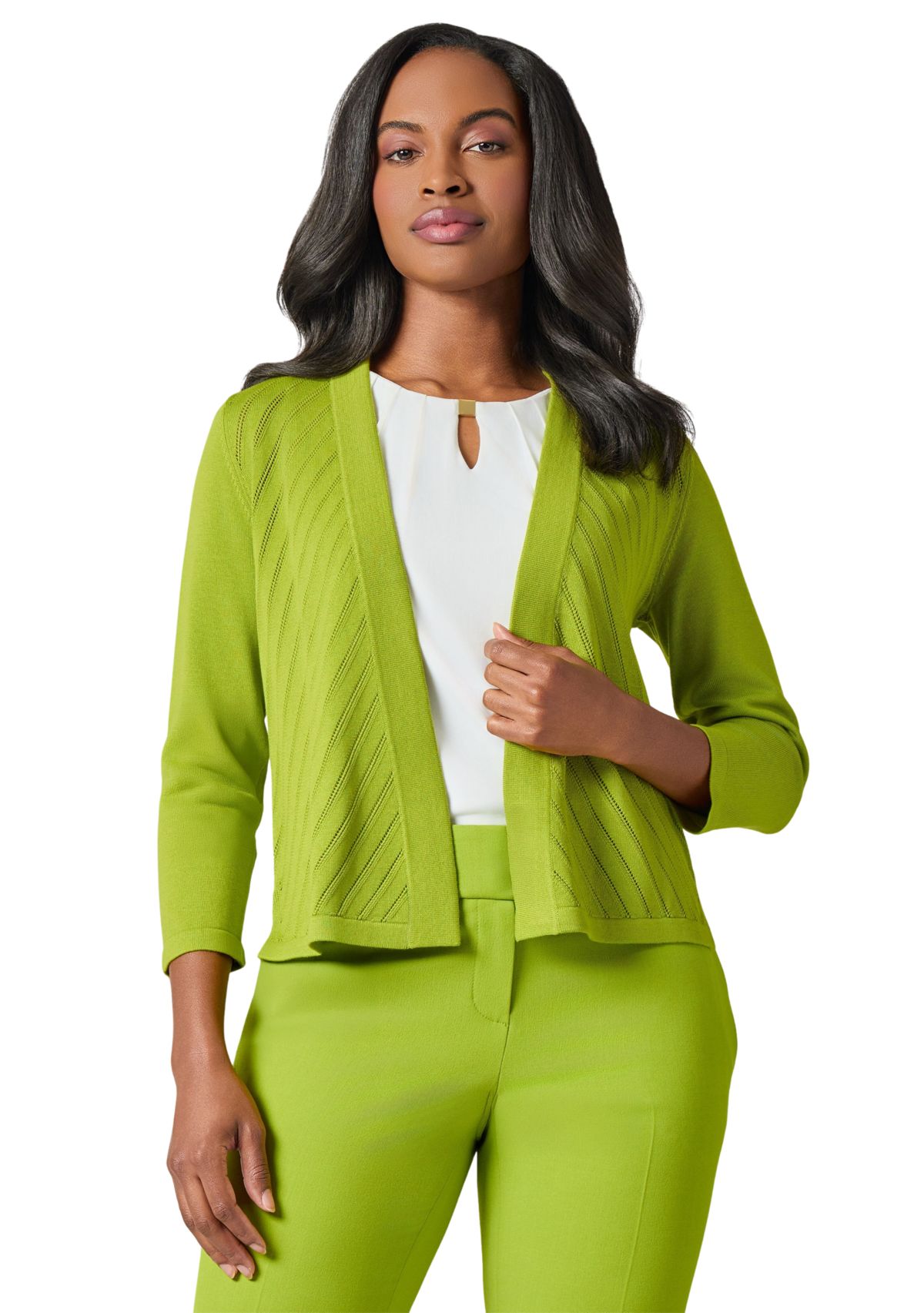 Petite Diagonal Stitch Short Cardigan  